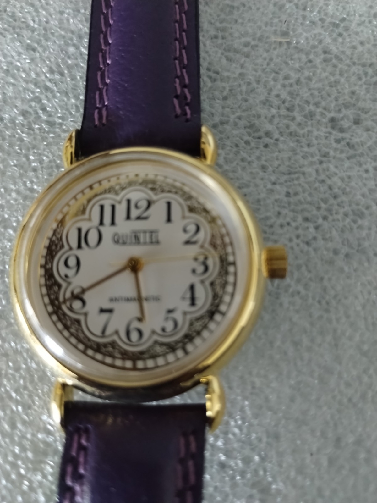 QUINTEL.ANTIMAGNETUC MANUAL WIND WATCH with Genuine Pigskin