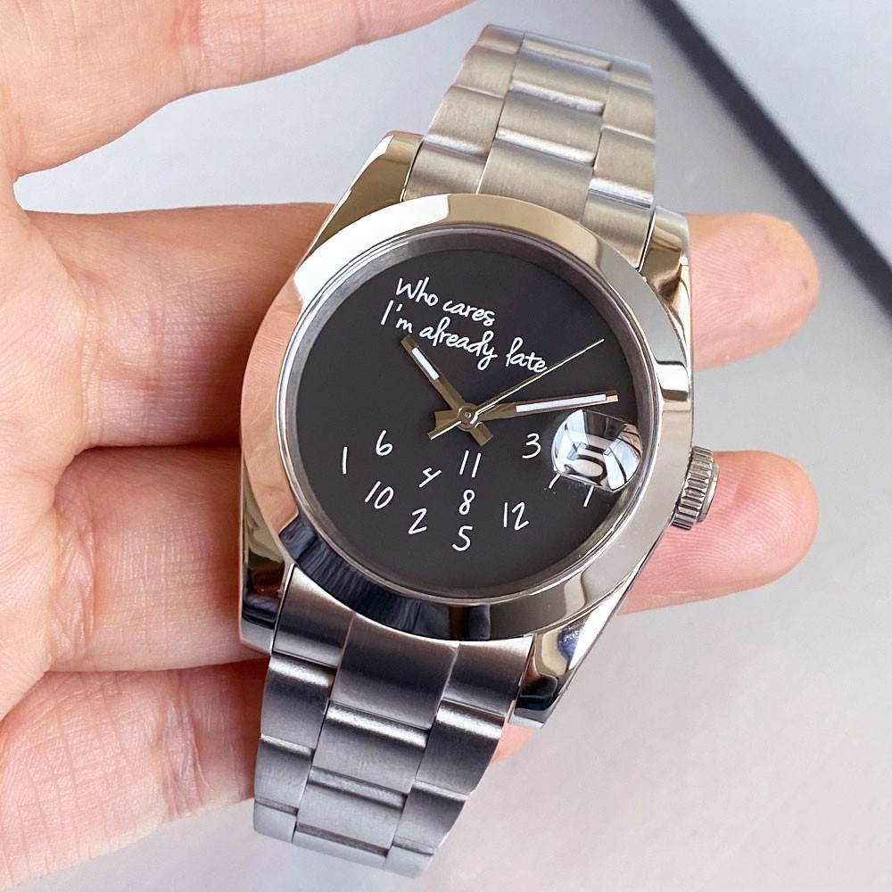 Black Date 36/39mm Sapphire Smooth Bezel 20ATM NH35 PT5000 Automatic Men Watch