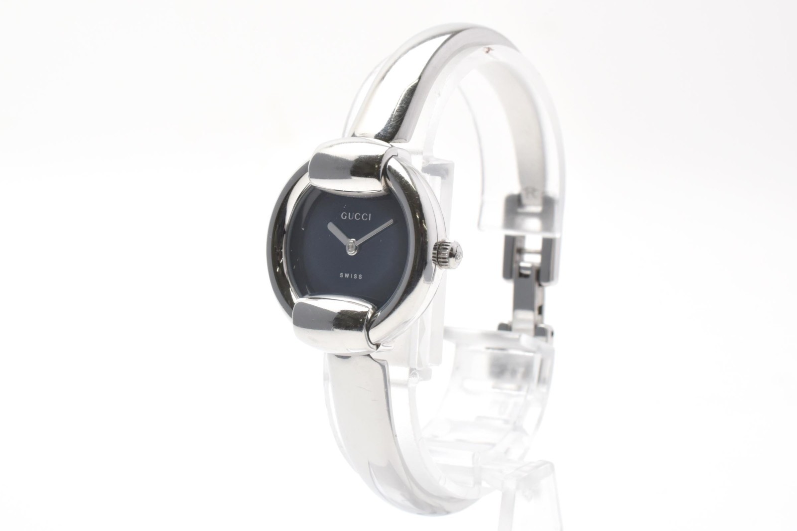 GUCCI 1400L Vintage Women’s Quartz Bangle Watch Silver Case Black Dial [Exc+4]