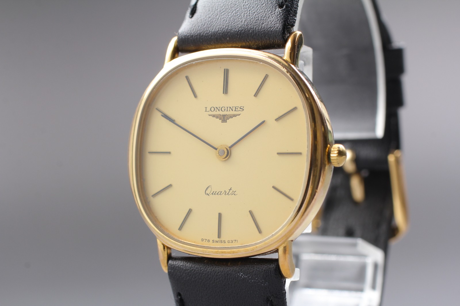 *NEARMINT* Vintage LONGINES L978.2 978 6371 Gold Dial Oval Square Men 30mm Watch