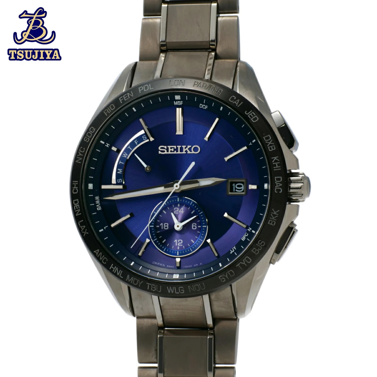 Seiko Brights SAGA235 8B63-0AB0 Men’s Solar Watch Blue Dial Used