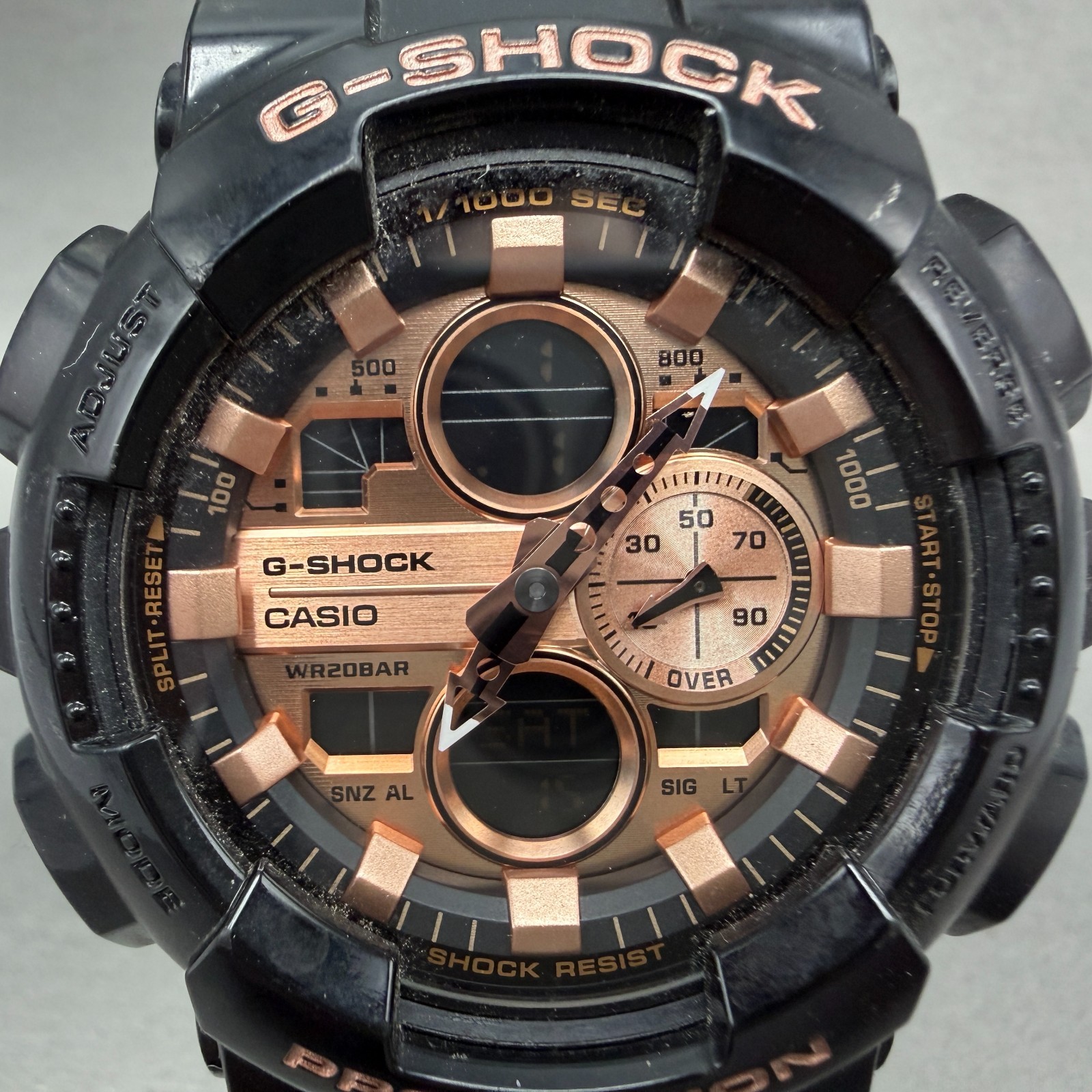 Casio G-Shock GA-140GB Watch Men 48mm Analog Digital Black Rose Gold New Battery