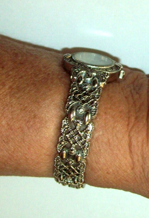 Rumours Fancy Filigree Watch Mother of Pearl fits 6.25″-6.5″ Looks Runs Great