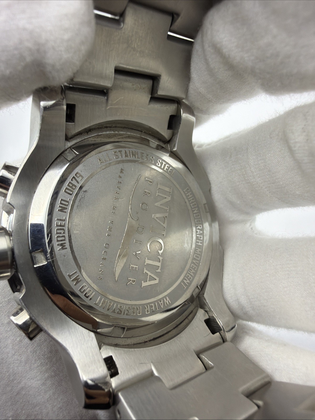 Invicta 0879 Pro Diver Swiss Chronograph Blue Dial Stainless New Battery Works