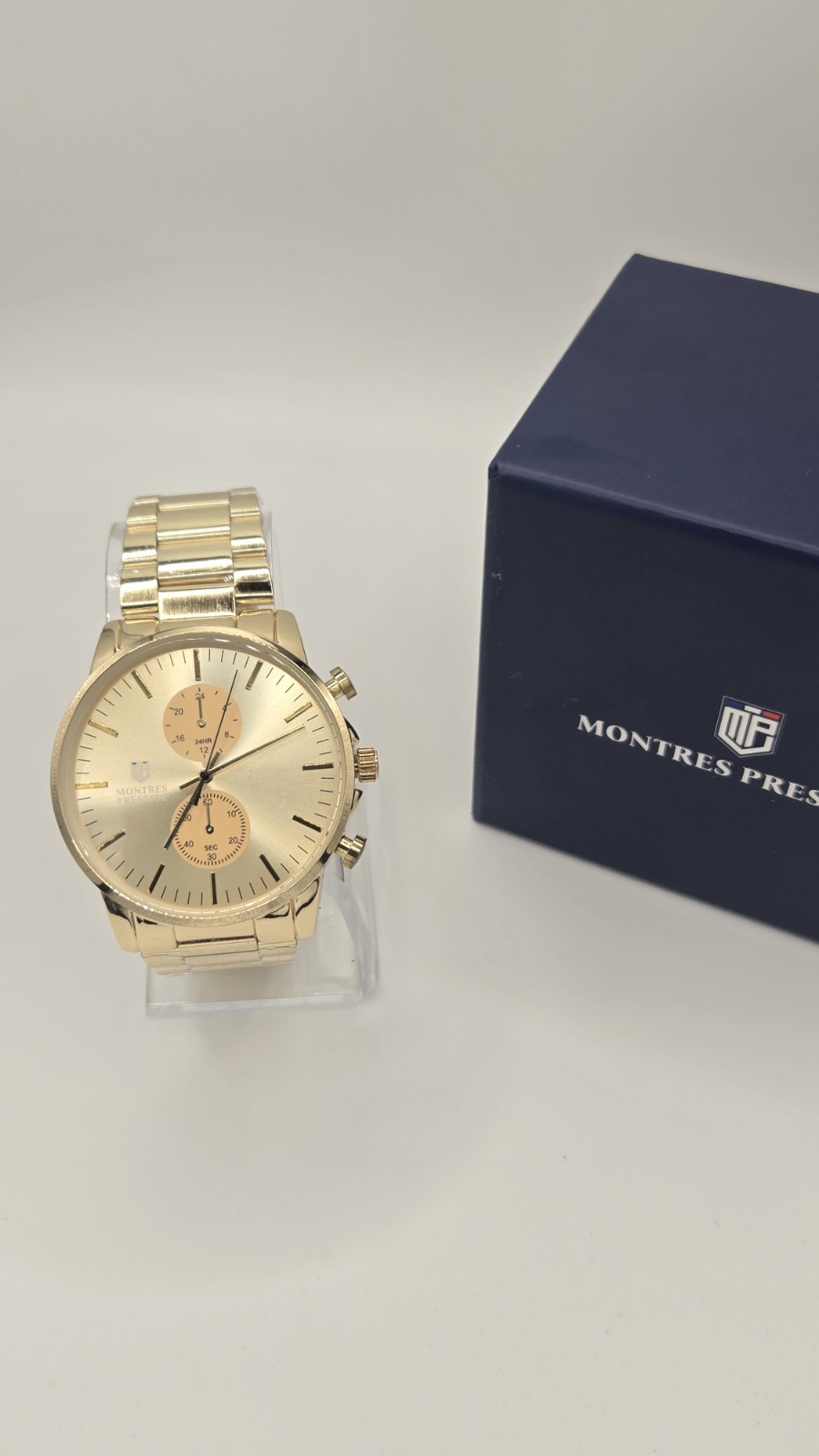 Invicya Montres Prestige Mpw-0123, 42mm, Champaign Dial, Gold Bezel And Bracelet