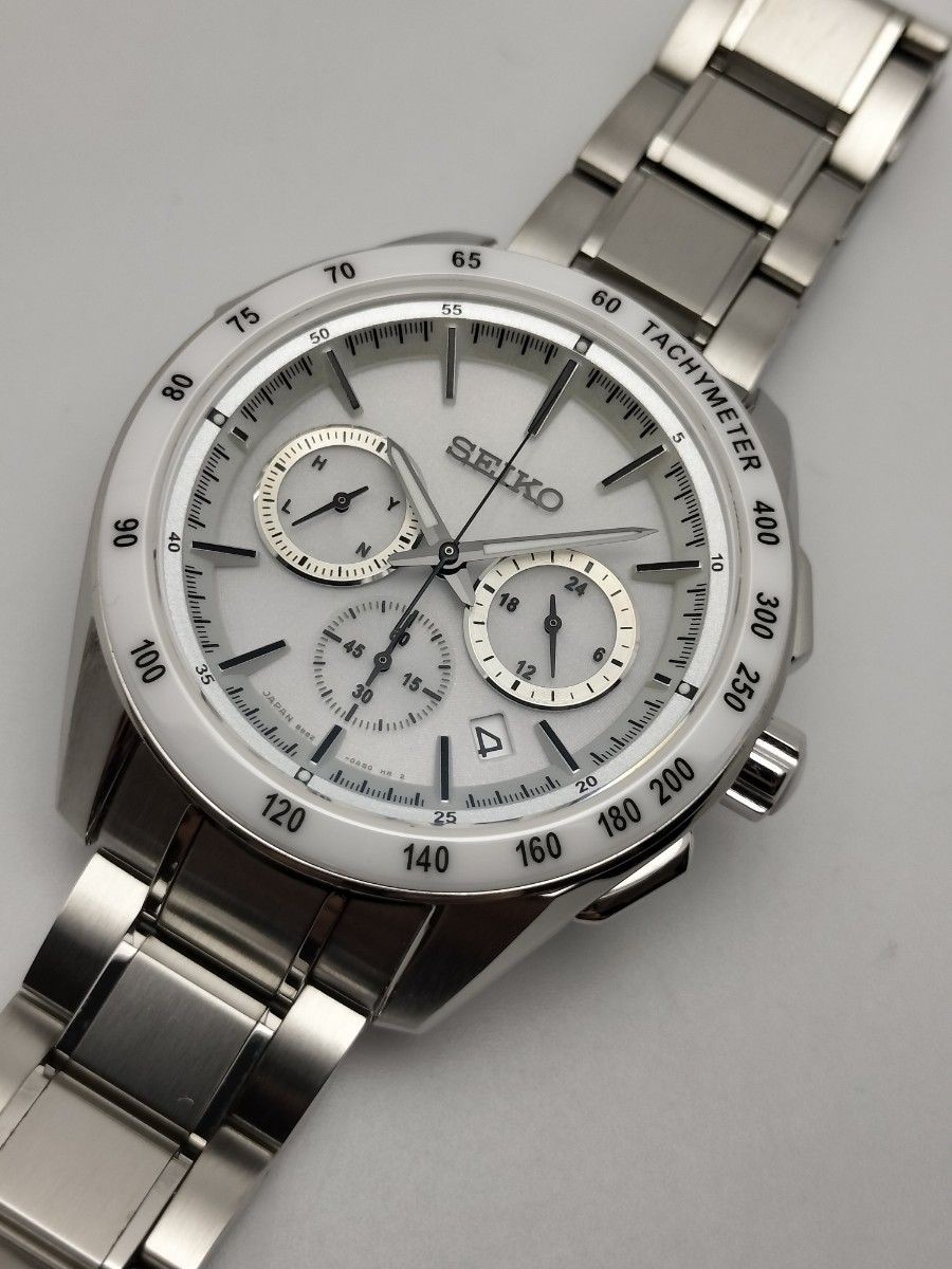 Seiko Brightz SAGA169 8B82-0AP0 Radio Solar Chronograph White Dial Mens Watch