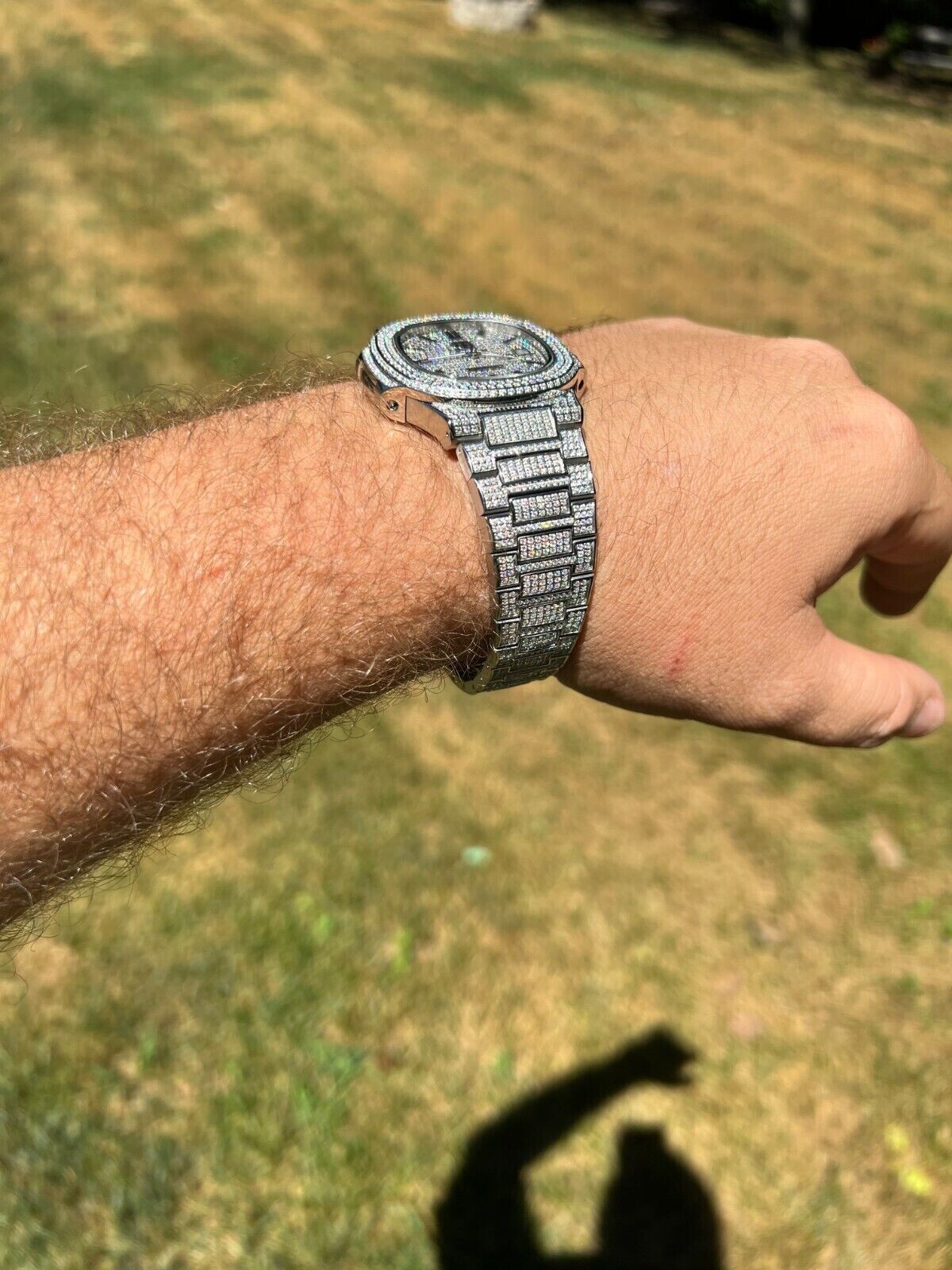 Real Mens Watch Fully Iced Blinged Stainless Steel Bust Down Out 41mm Hip Hop