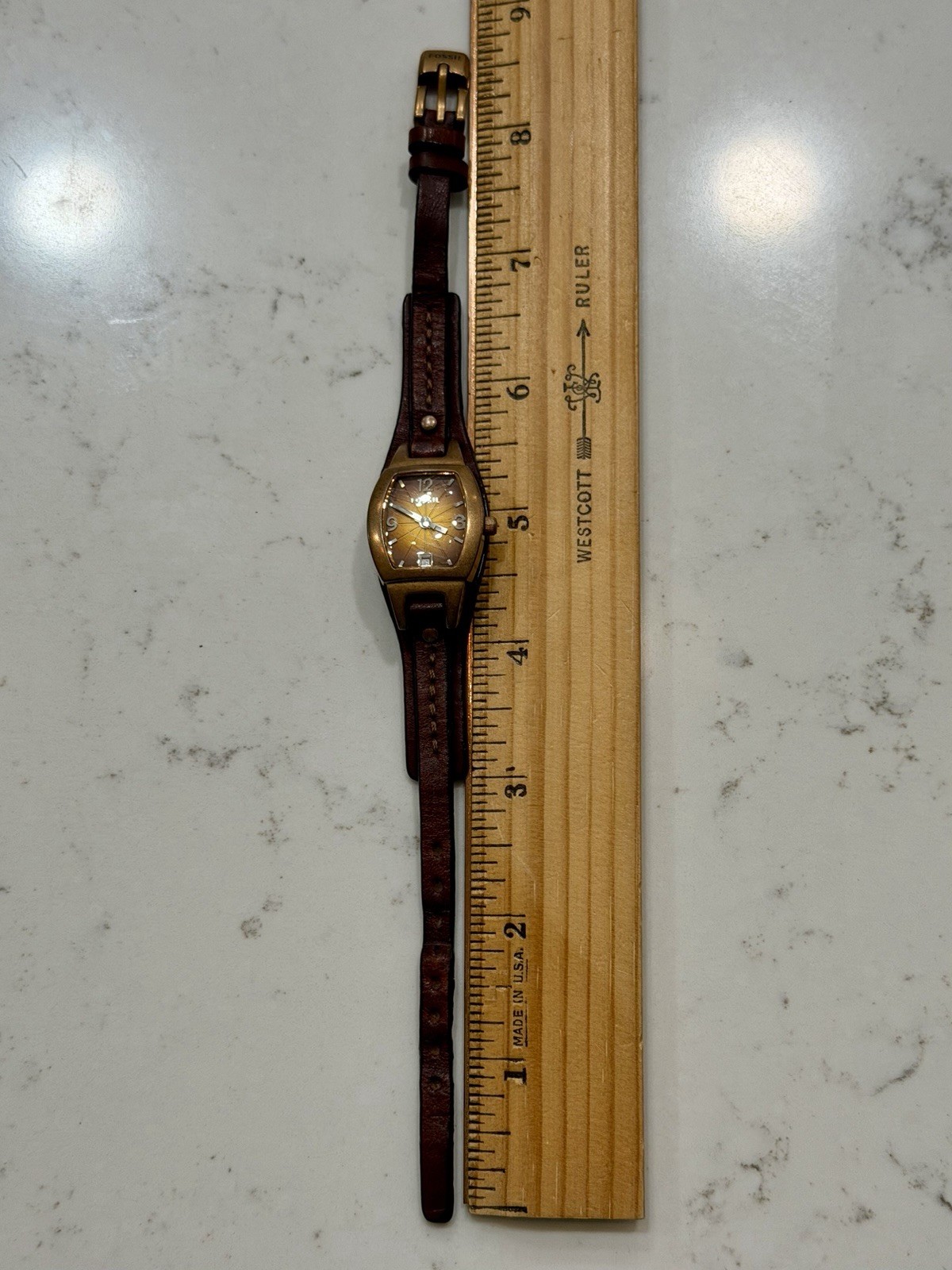 FOSSIL Womens Watch JR-9760 Date Brown Leather Bund Strap Quartz New Battery