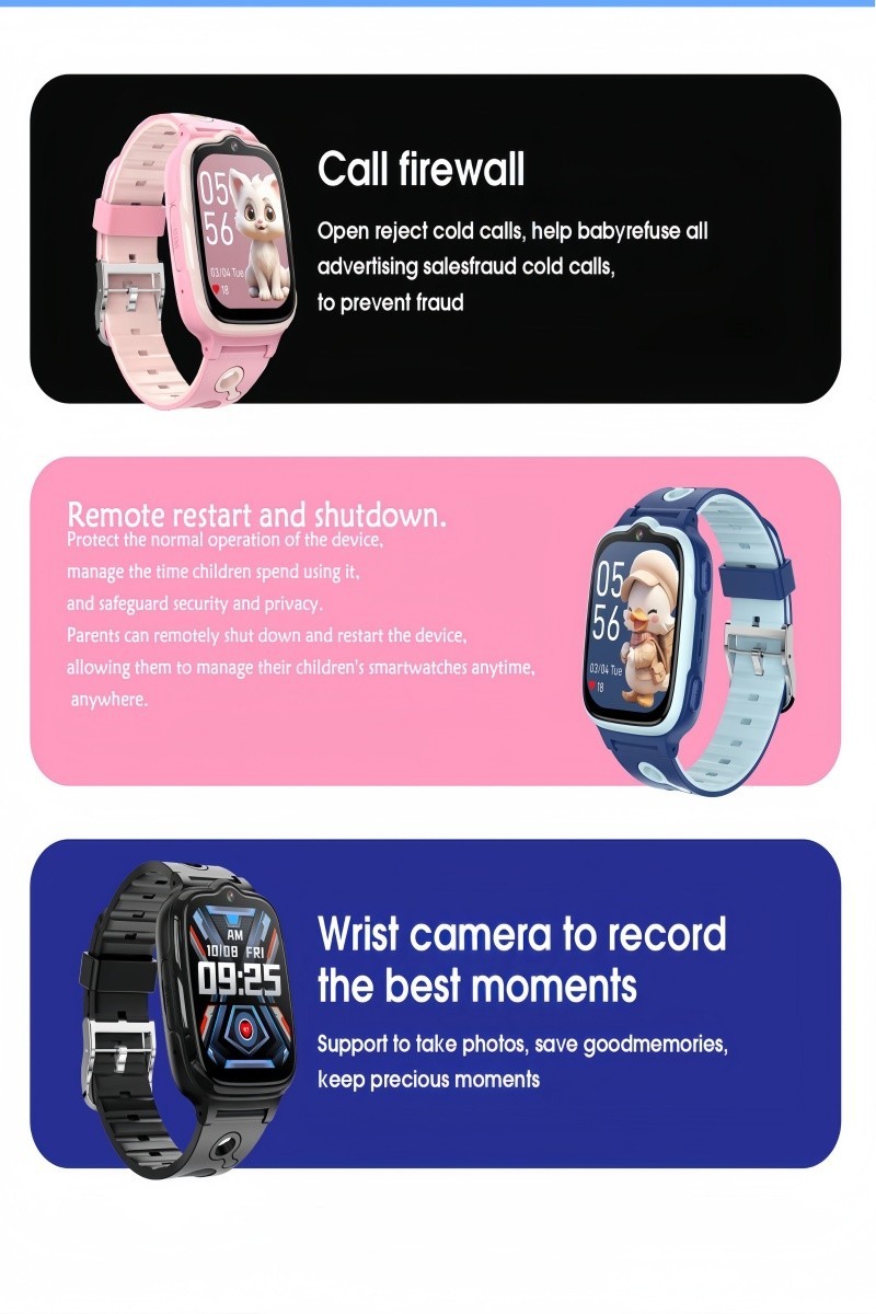 Kids 4G Smart Watch Phone LBS GPS Track SOS Call IP67 Waterproof Video Call W19