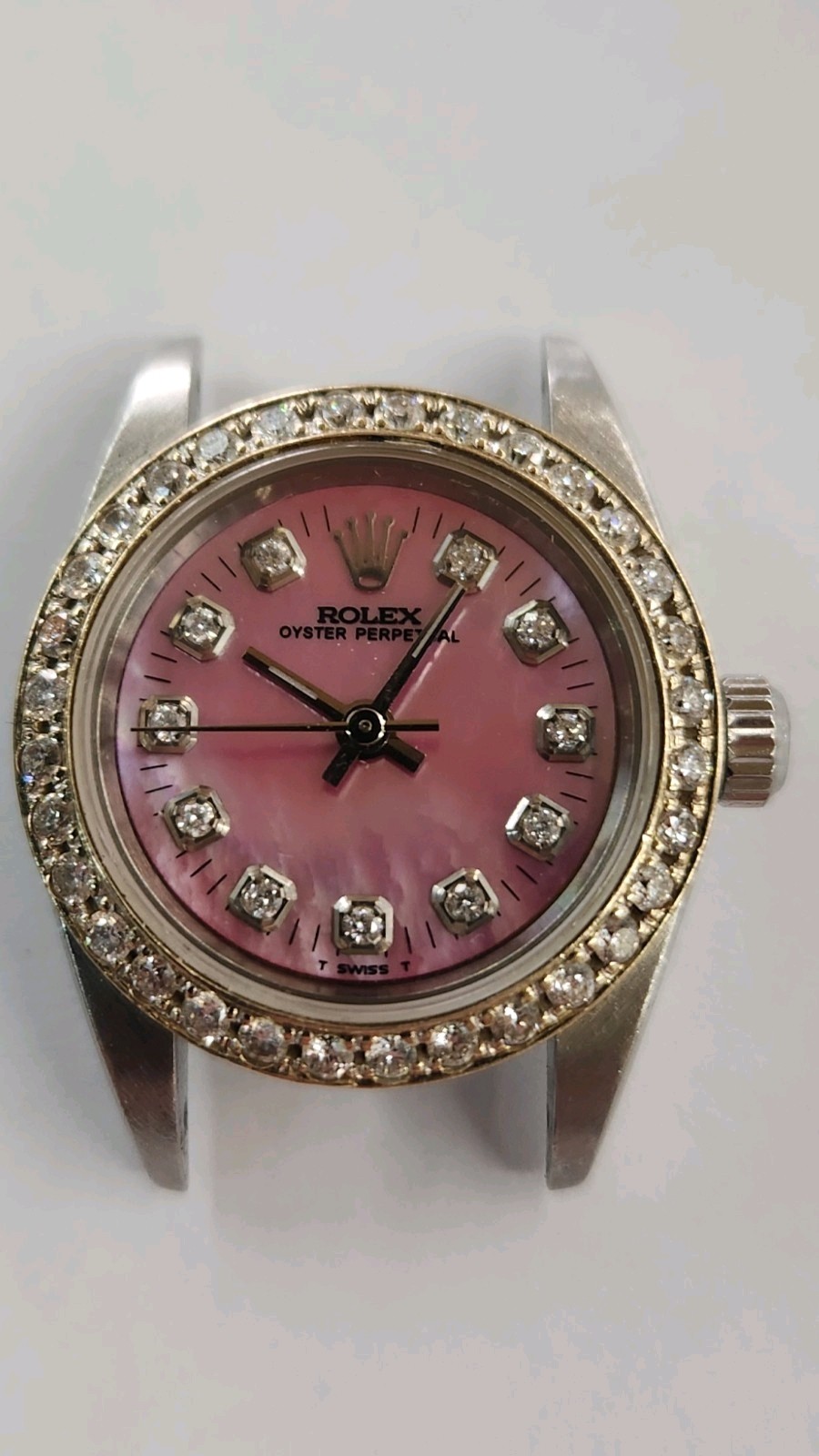 2000 Rolex Oyster Perpetual 76030 Ladies Watch 24mm SS Diamond Bezel