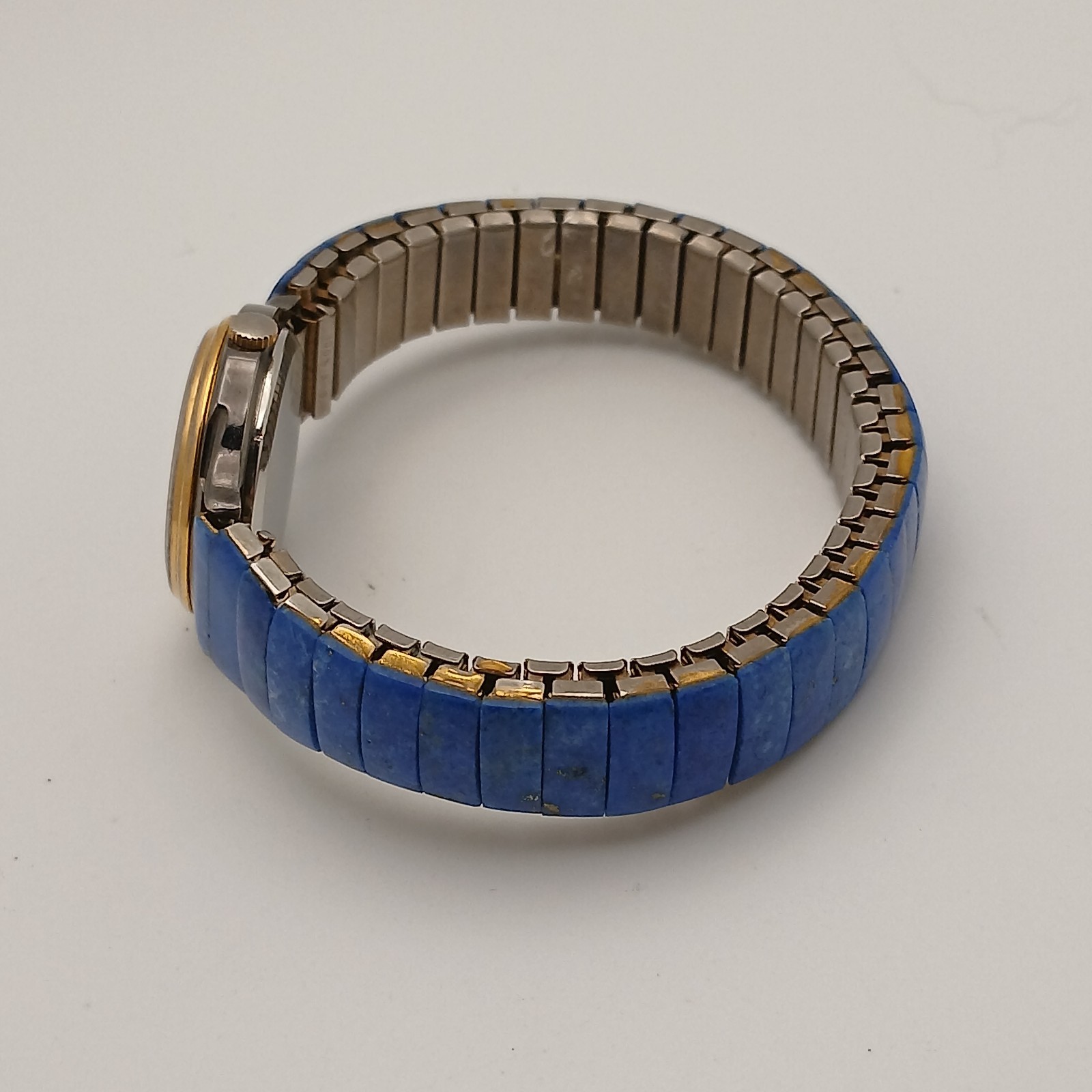 Bear Wan Handmade Quartz Watch Natural Lapis Lazuli Stone Dial Blue Leather