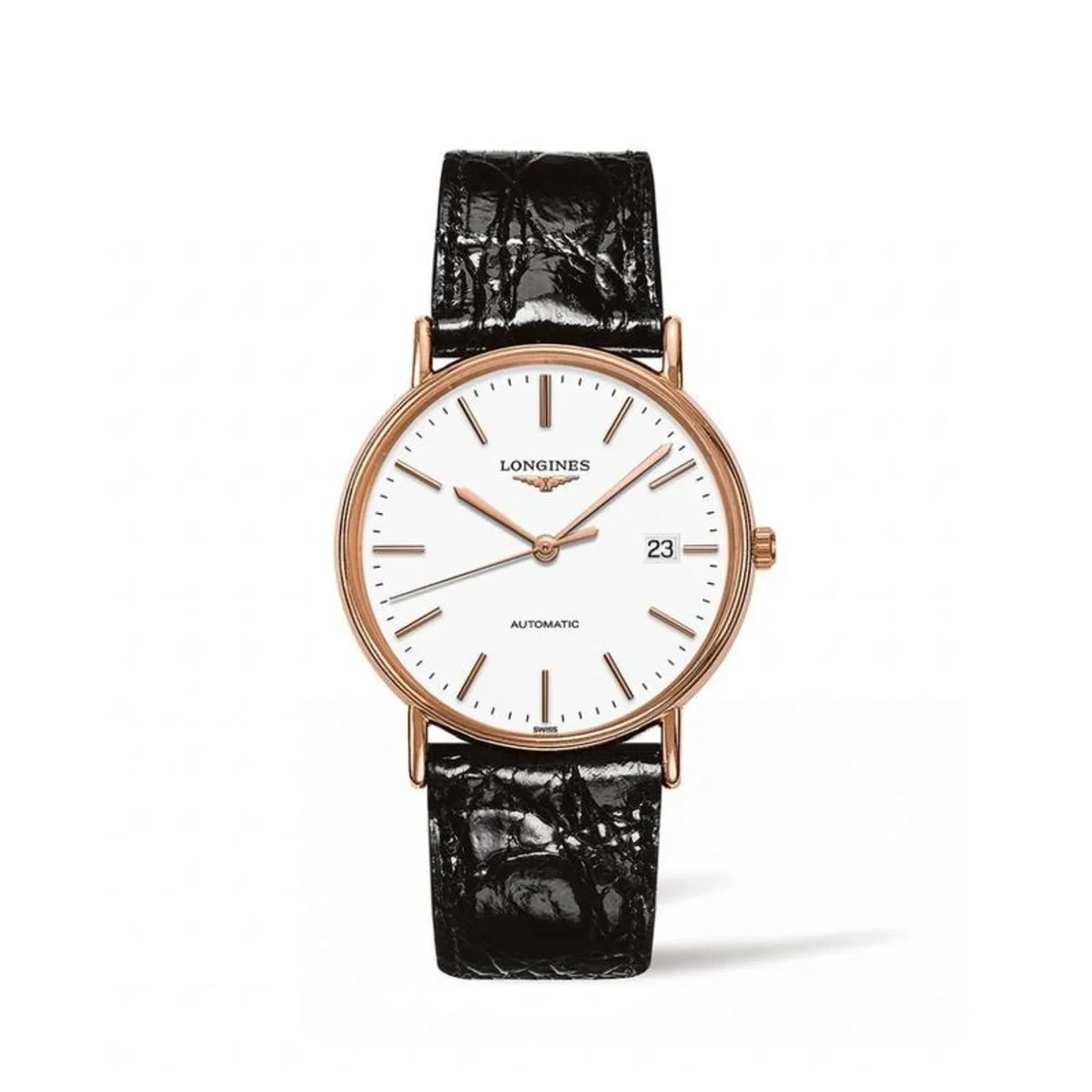 Longines Presence Automatic Rose Gold PVD Leather Date Mens Watch L4.921.1.12.2