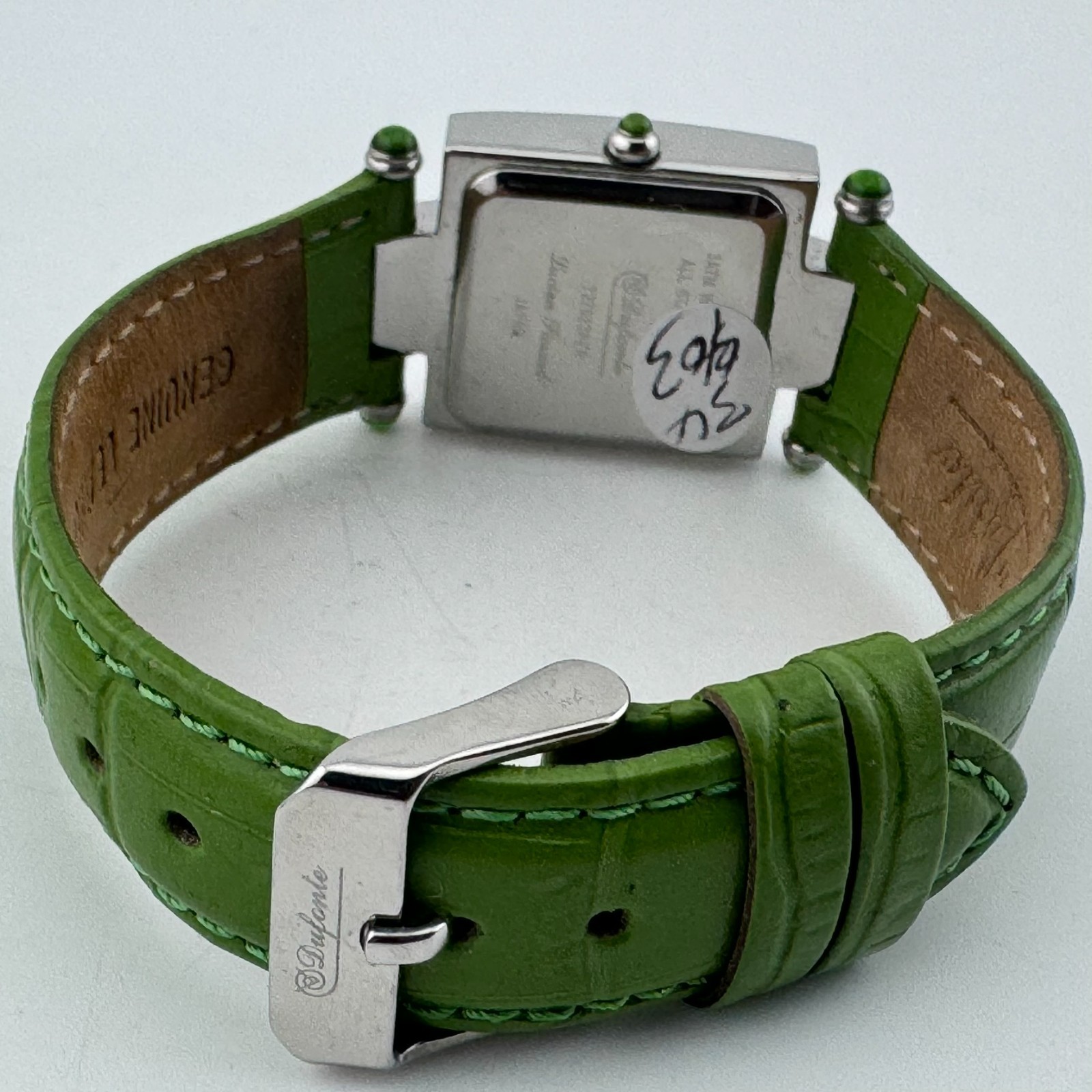 Dufonte Lucien Piccard Quartz Watch Women Silver Green Square Leather New Batter
