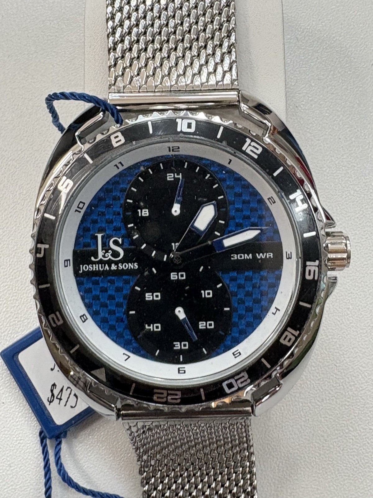 Men’s Joshua & Sons JX136SSBU Multifunction Dual Sub Dial Stainless Steel Watch