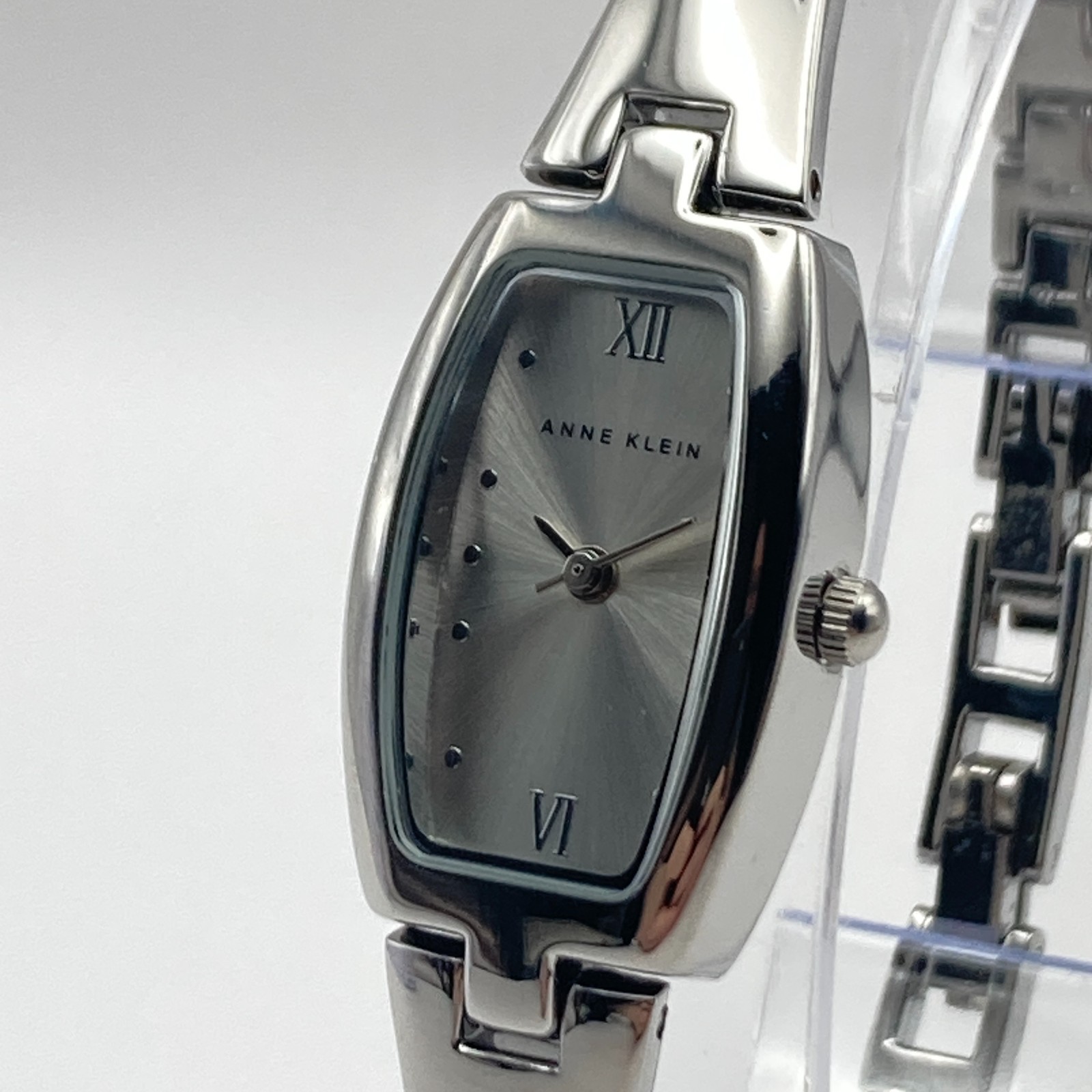 Anne Klein Women’s Watch 17mm Silver Tone w/Extender Rectangle New Battery 6.75″