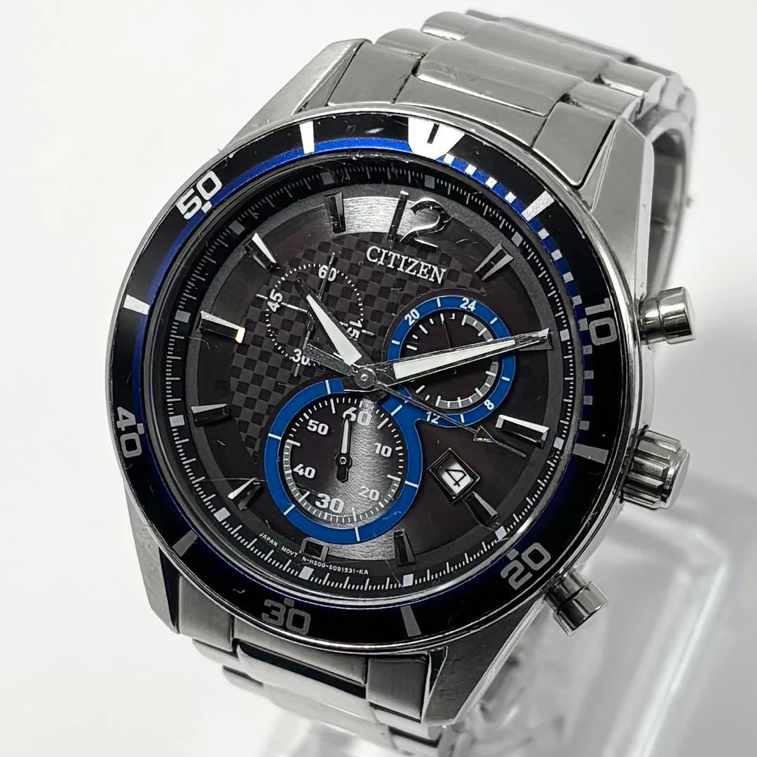 CITIZEN H500-S061083 Eco-Drive Quartz Chronograph Black Dial Approx 1.57in