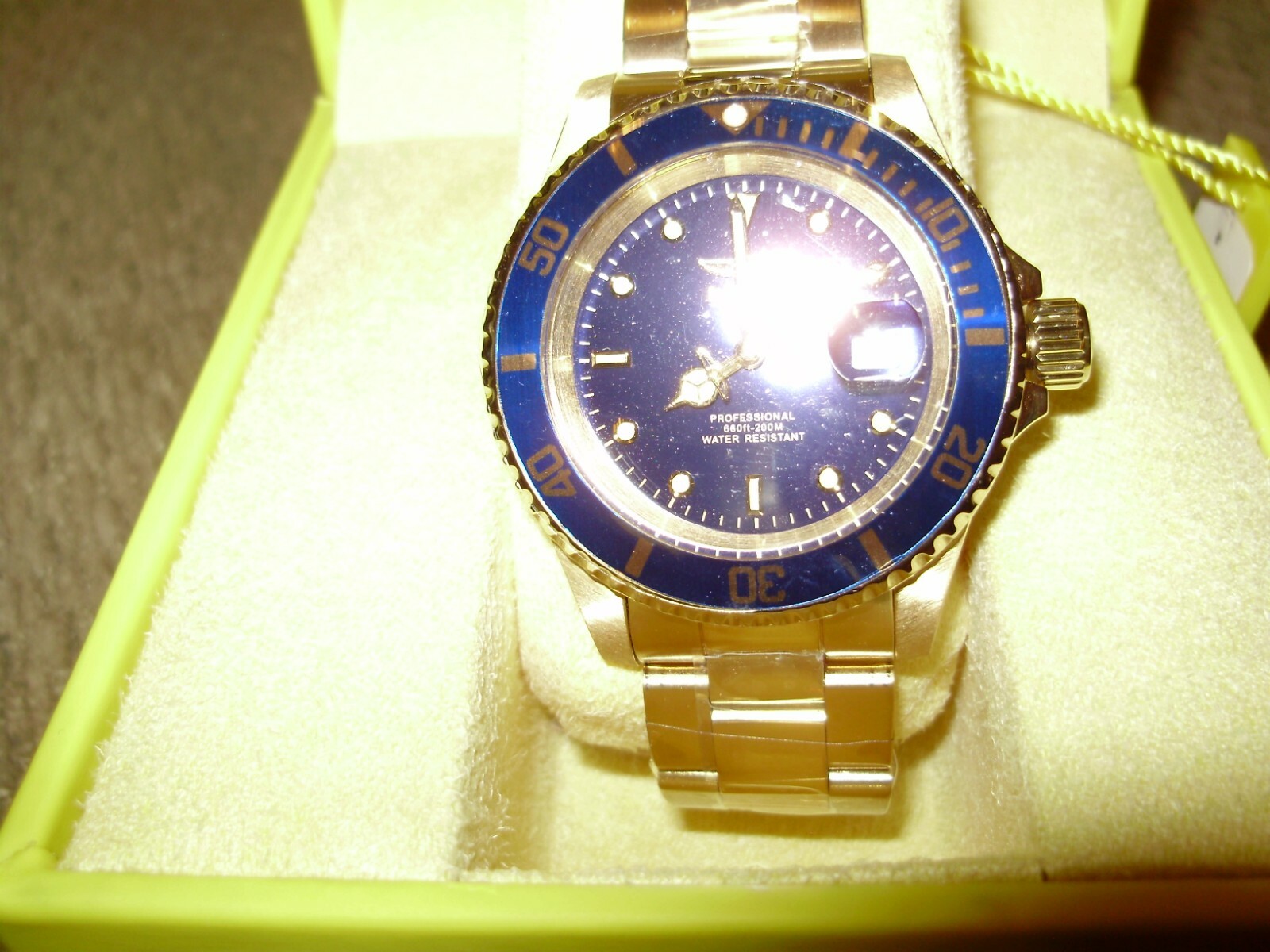 Invicta 26974 Pro Driver Men’s Stainless Steel Quartz Wrist Watch 40mm Gold Blue