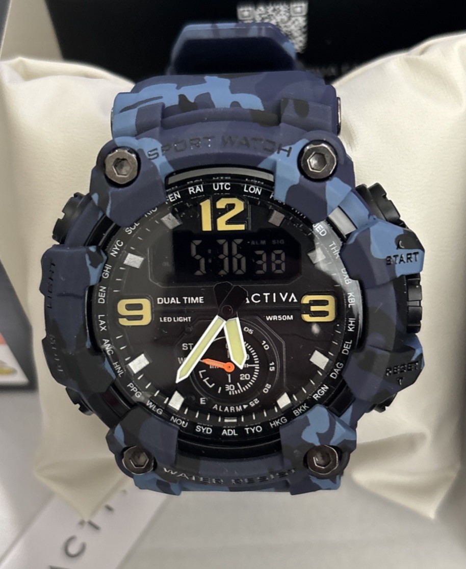 Activa X Invicta Watch BlackOps Digital Men’s 56mm Camouflage Blue ACW1637-003