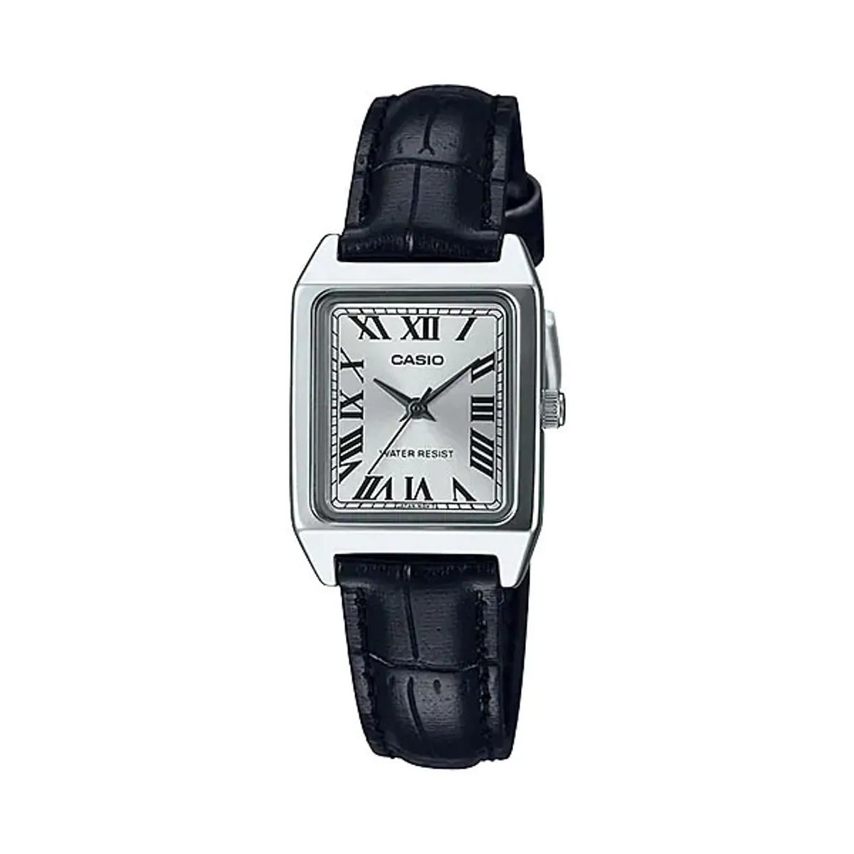 Casio LTP V007L 7B1DF Tank Style Leather Strap Quartz Watch Women