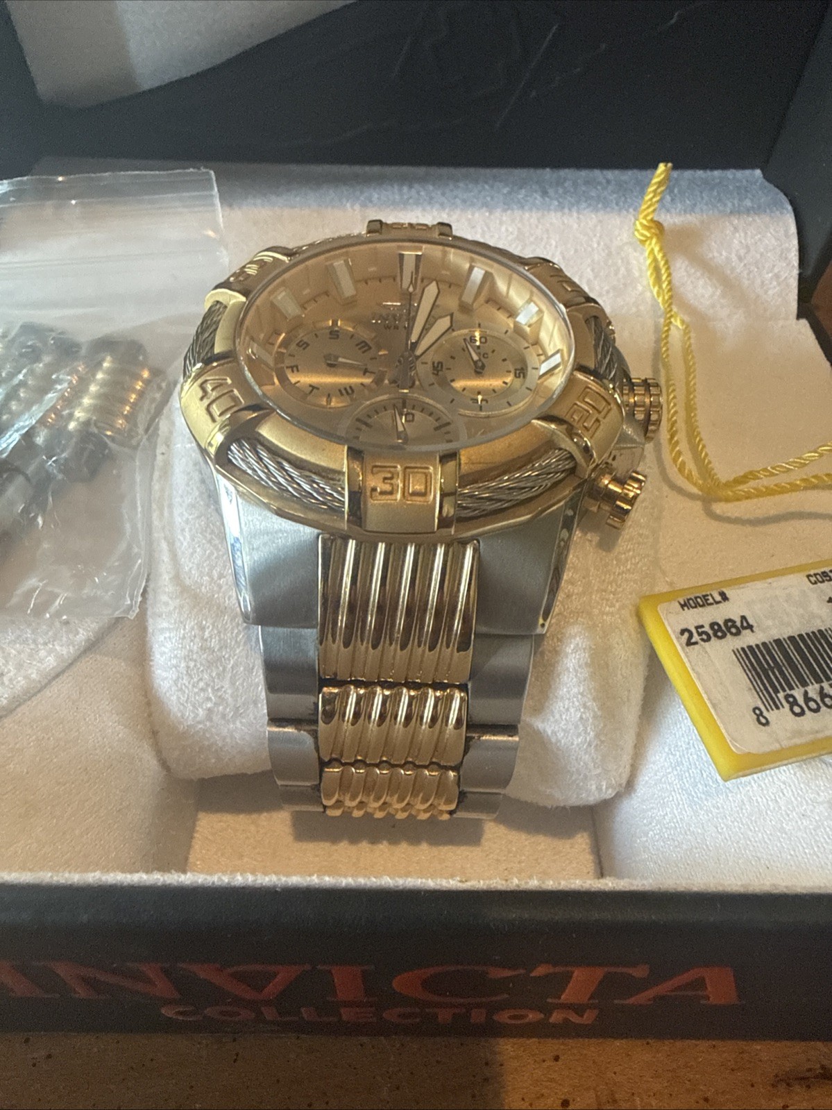 Invicta Men’s Bolt 25864 Chronograph 51mm Two-Tone Gold/silver Free Shipping