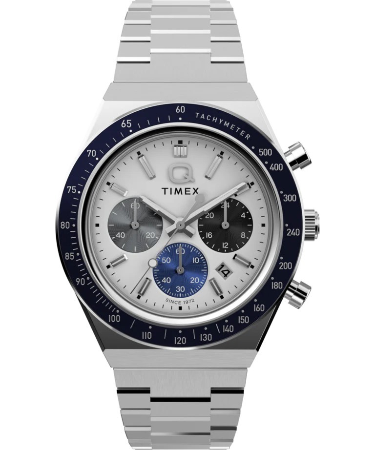 New Timex Q Men’s Chronograph 40mm Stainless Steel Bracelet Watch TW2Y36200
