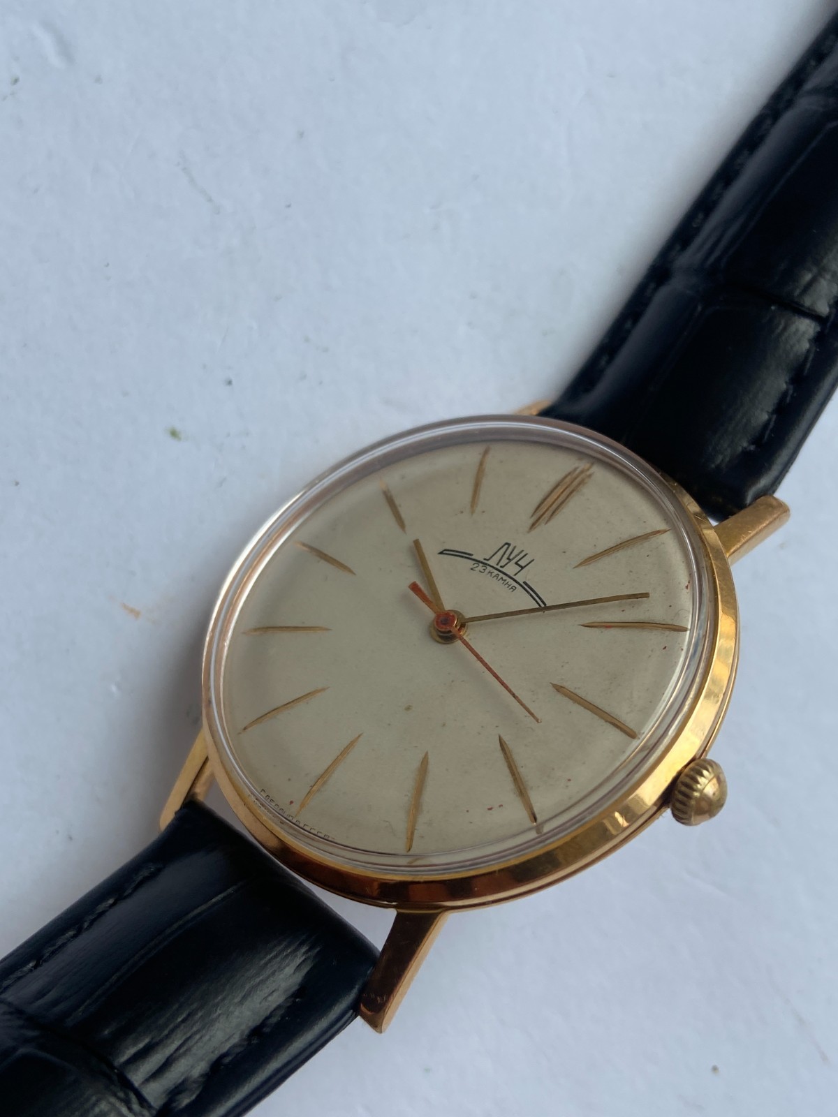 Vintage RARE SOVIET WRIST WATCH Men LUCH ЛУЧ DE LUXE 2209 CCCR AU 20 MICRONS