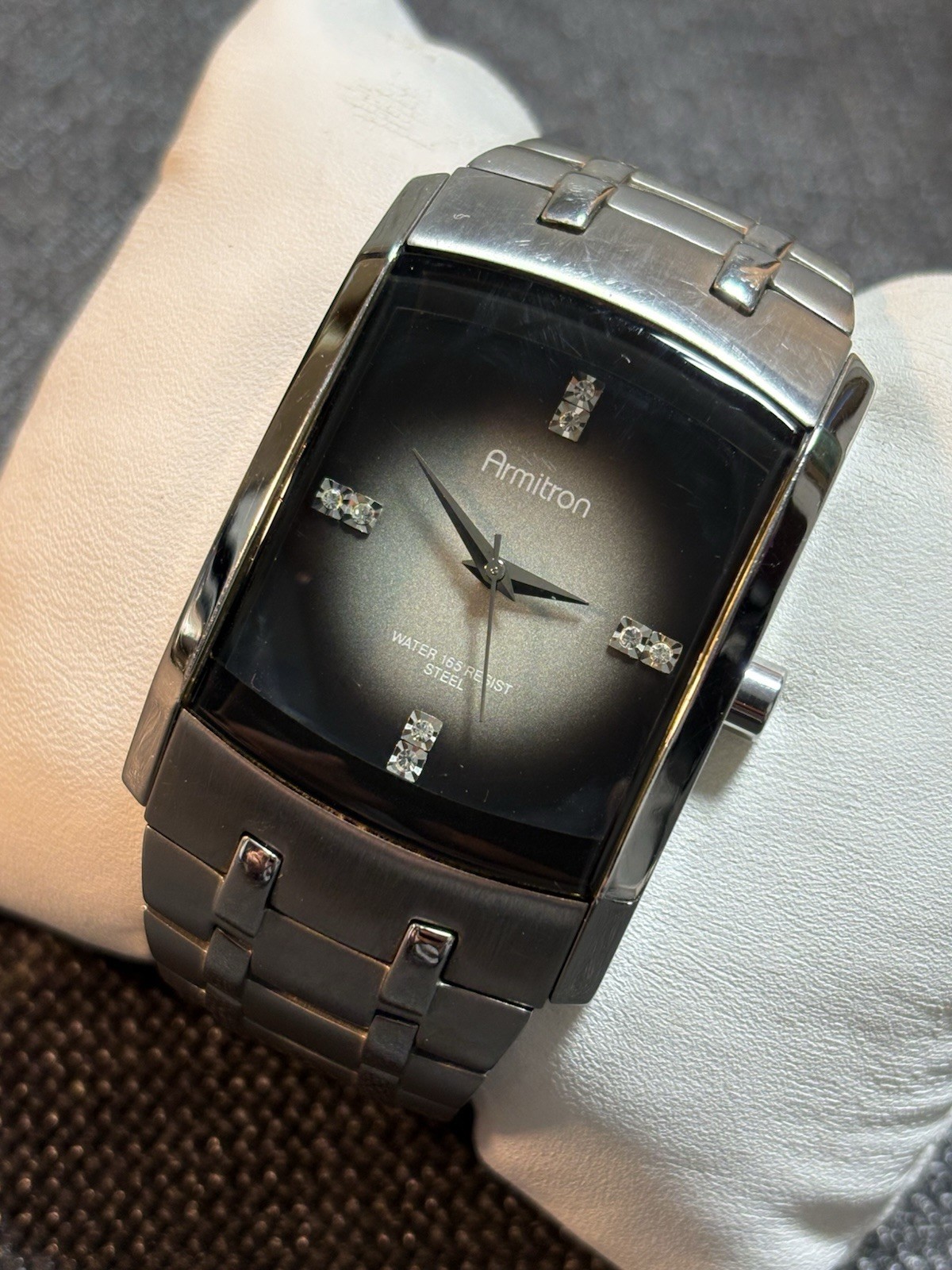 Armitron Men’s Quartz Watch Gray & Black Dial,Silver Tone,Stainless,New Bat