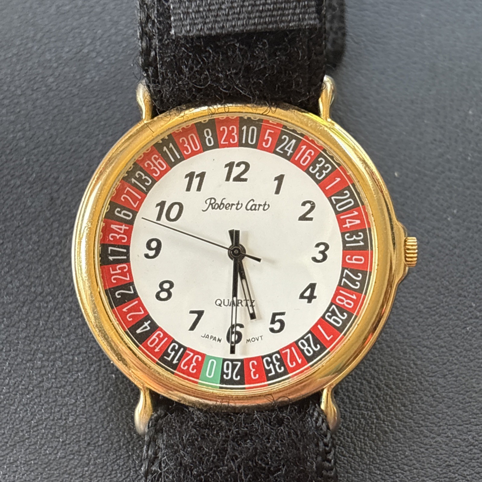 Vintage Robert Cart Roulette Casino Watch. Japanese Quarts Movement Black & Gold