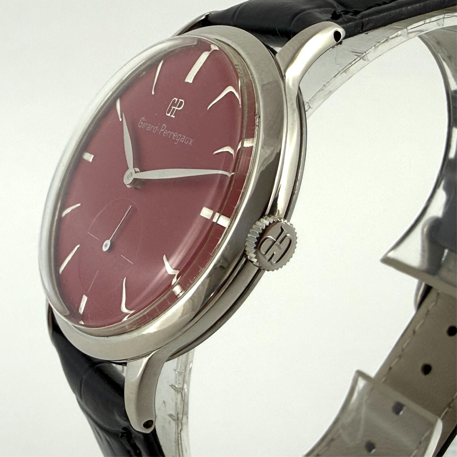 SWISS OVERSEIZED GIRARD PERREGAUX NICE BURGUNDY DIAL MANUAL WIND SWISS WATCH
