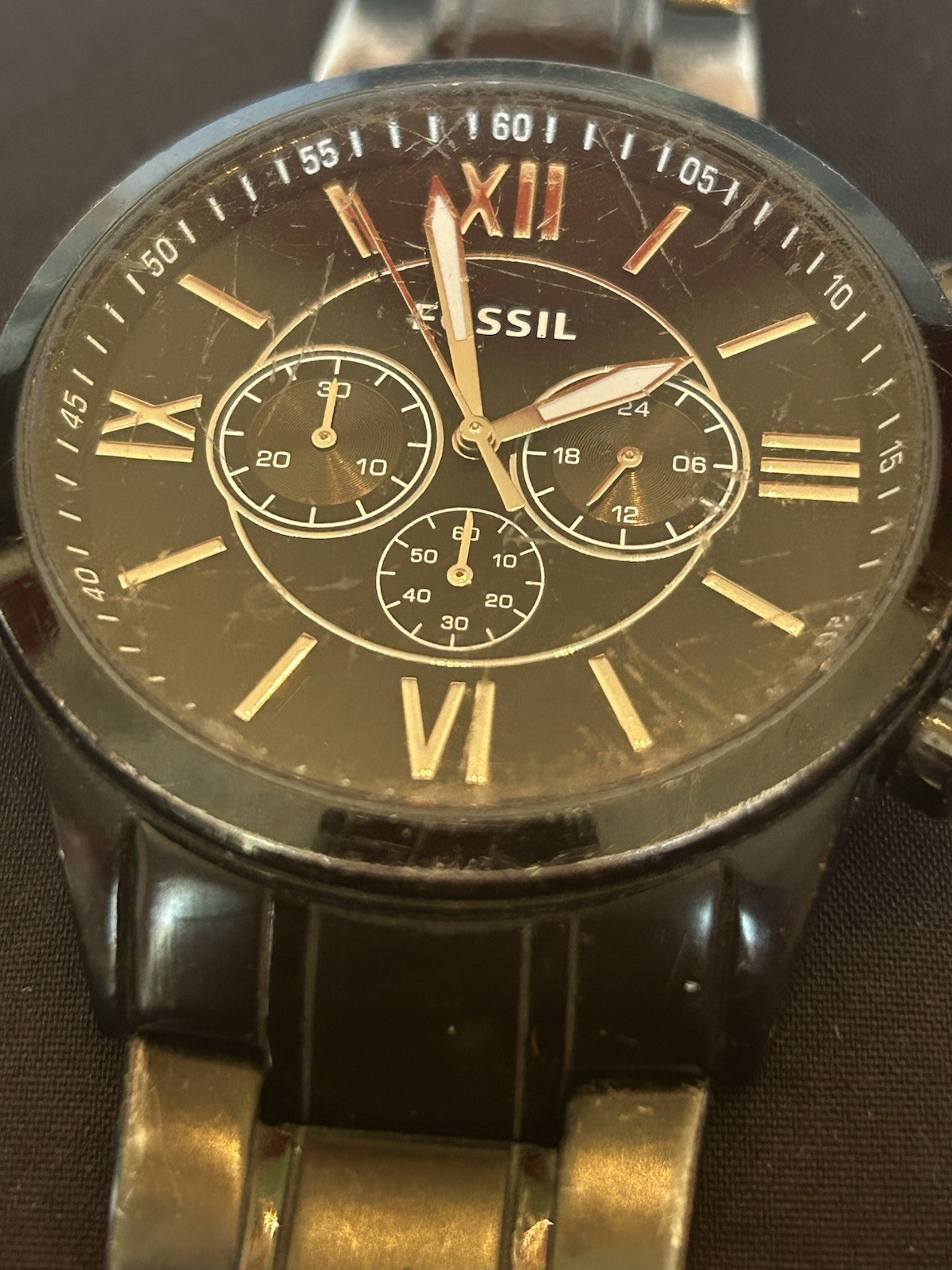 Fossil BQ1127 Flynn Black Chronograph – New Battery – 48mm face – 13mm thickness