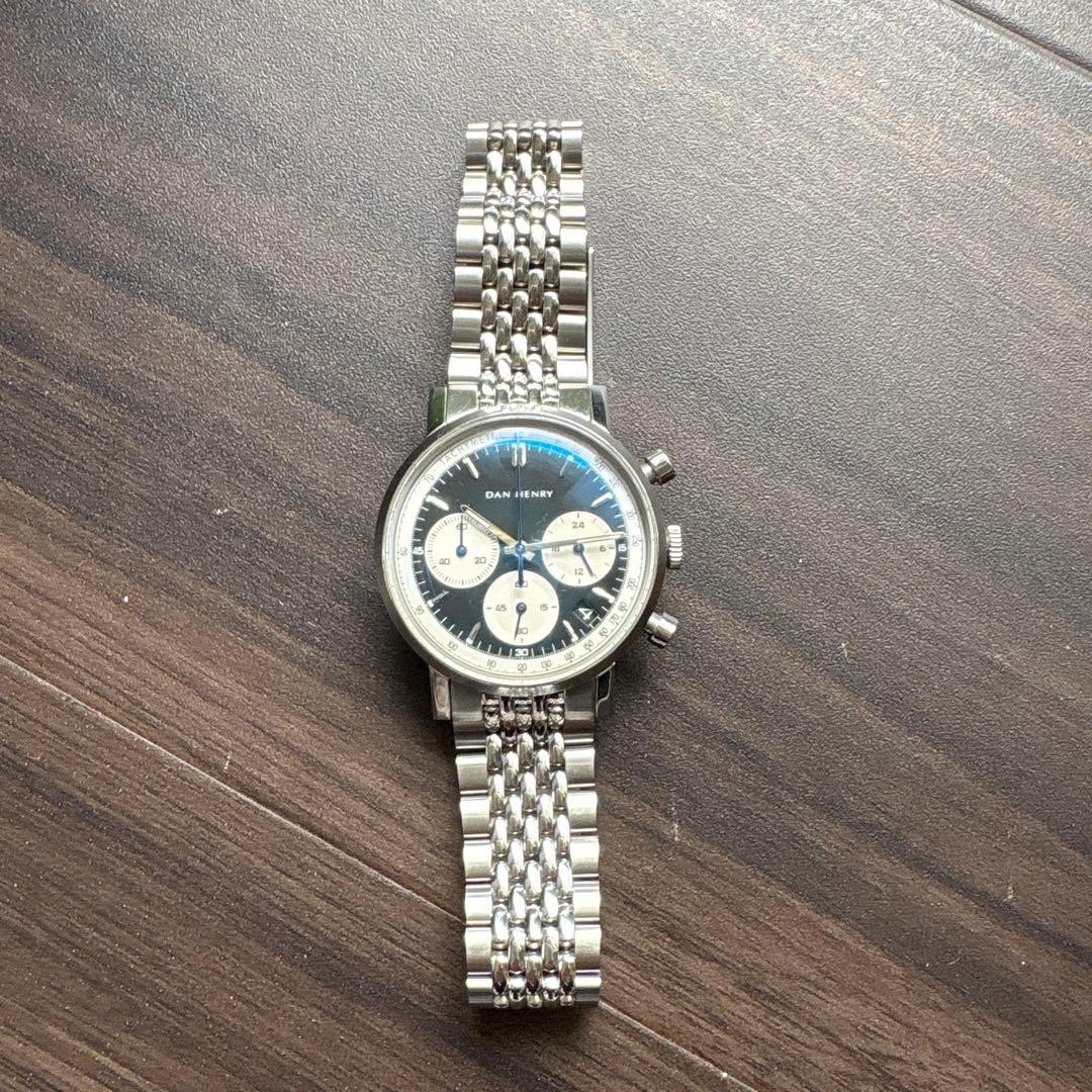 Dan Henry 1964 Working Quartz Chronograph Limited Black Dial Leather Rare Japan