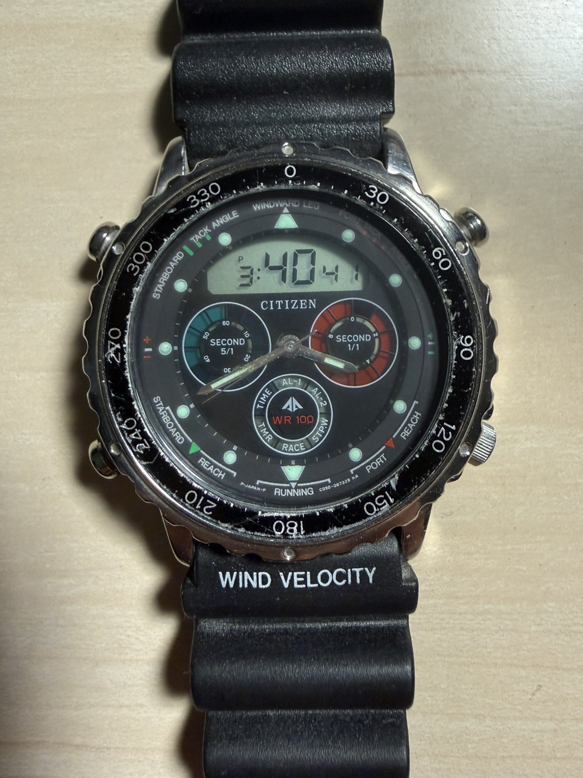 Men’s Citizen Digital Yacht Timer Watch C050-088379K Working New Battery Japan