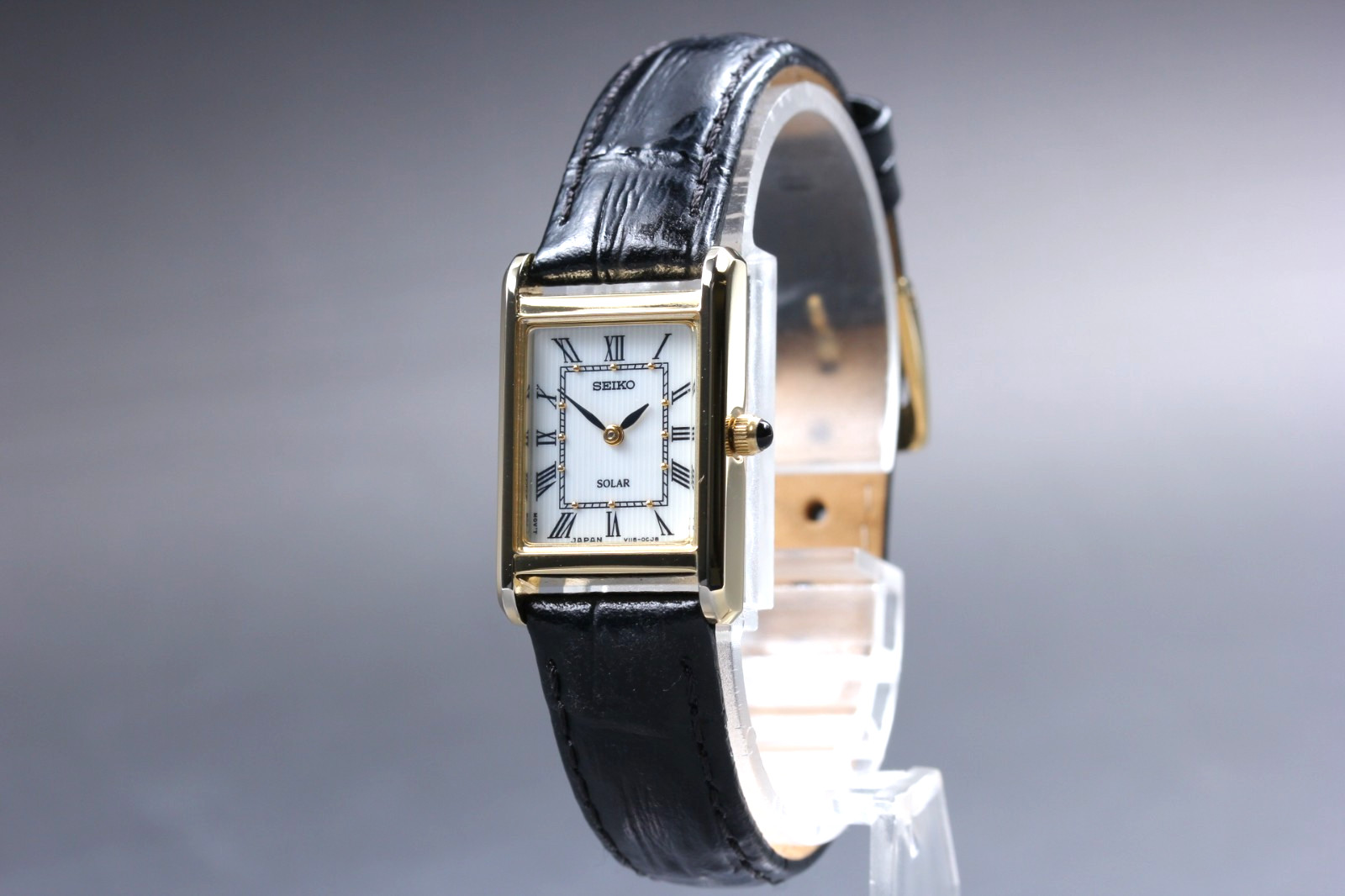 Vintage [Near MINT] SEIKO SOLAR Tank V115-0BD0 Gold Tank Roman Woman’s Watch
