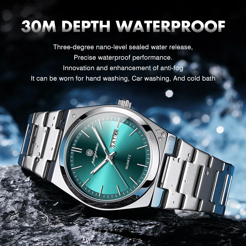 Fashion Men’S Quartz Watch Stainless Steel Waterproof Luminous Man Watch Chronog