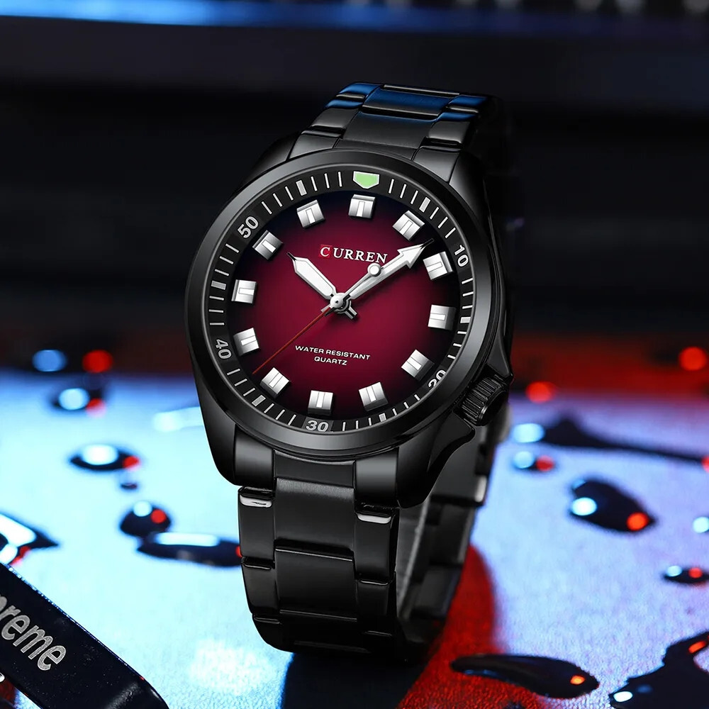 CURREN Men Quartz Watch Stainless Steel Luminous Wristwatch Business Males Watch