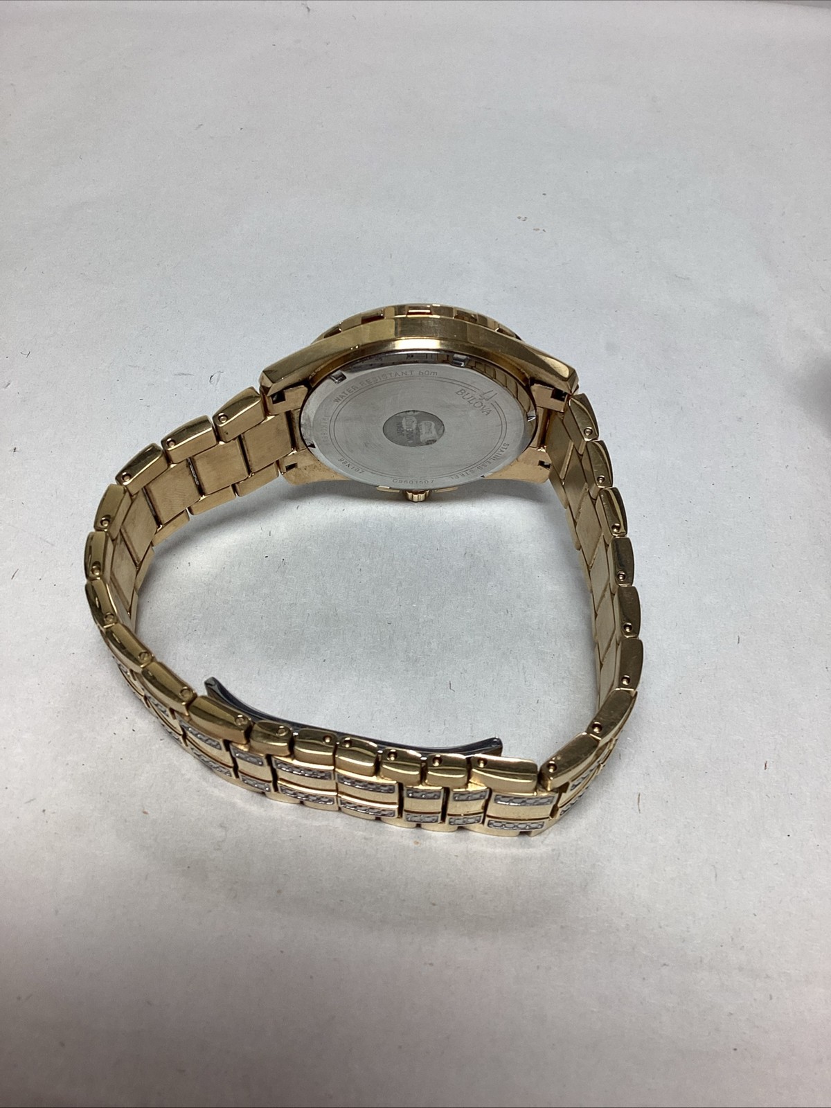 Bulova Men’s Crystal BUL Quartz Gold Stainless Steel Calendar Watch 43 MM 98K107