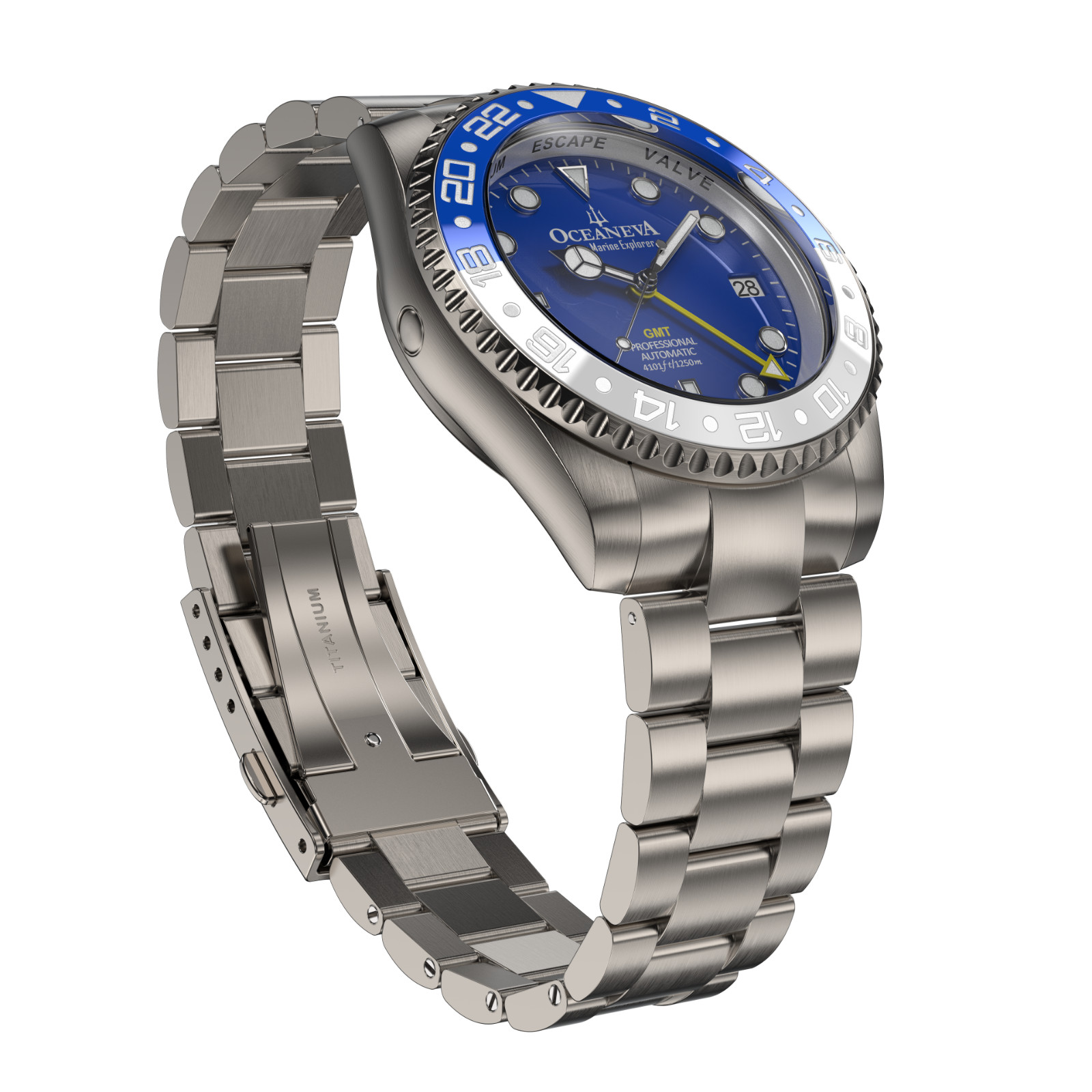 Oceaneva Men’s Deep Marine Explorer GMT Watch 1250M Ceramic TITANIUM