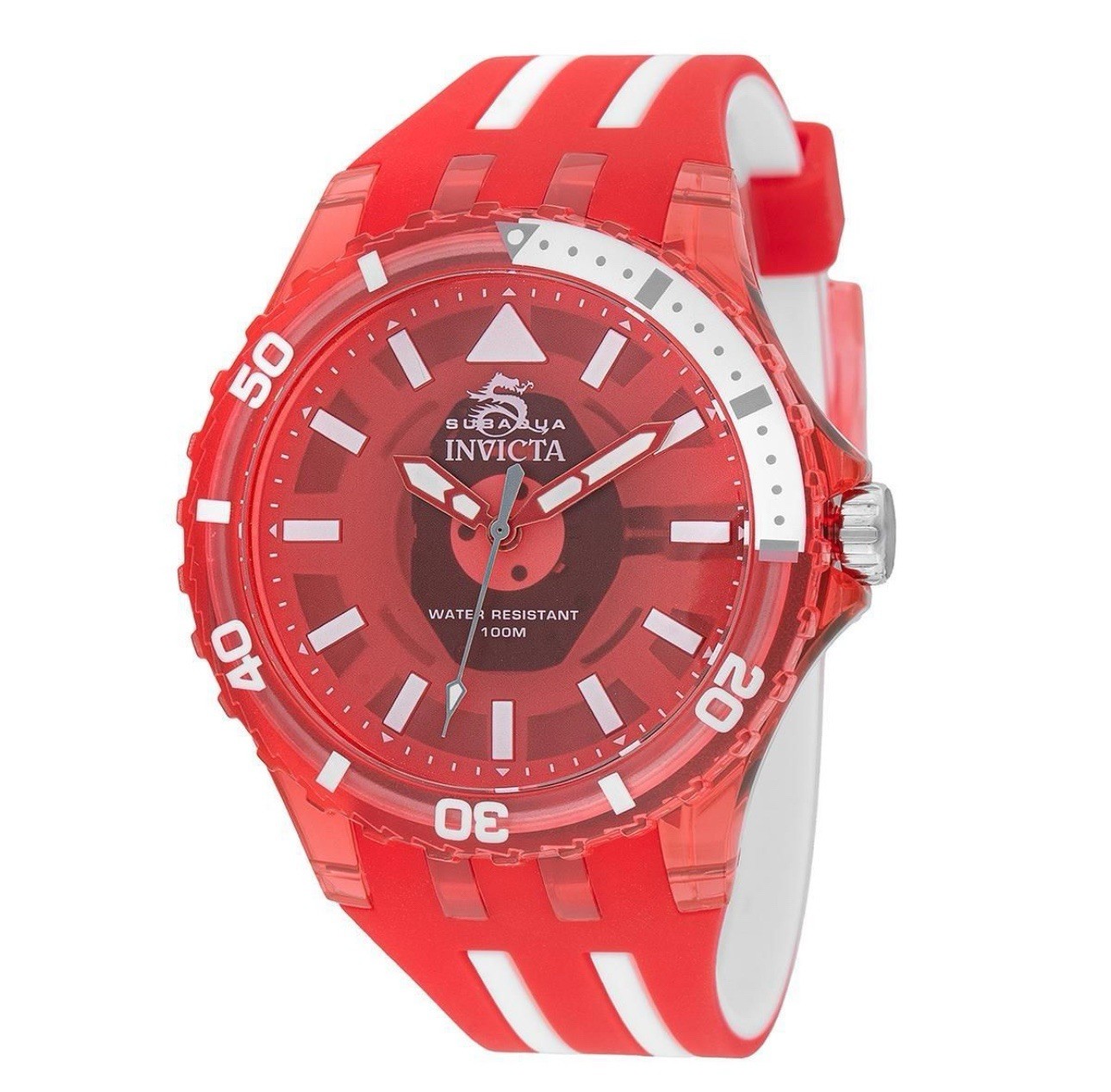Invicta Subaqua Men’s Watch 44mm Red White Silver New In Box (69450)