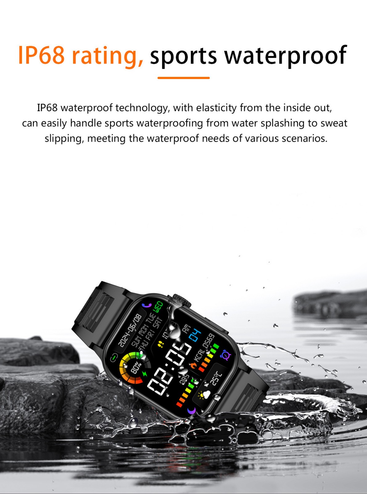 Men Smart Watch 2.01” Rectangle Sport Watch Health Monitor Call Reminder Watch
