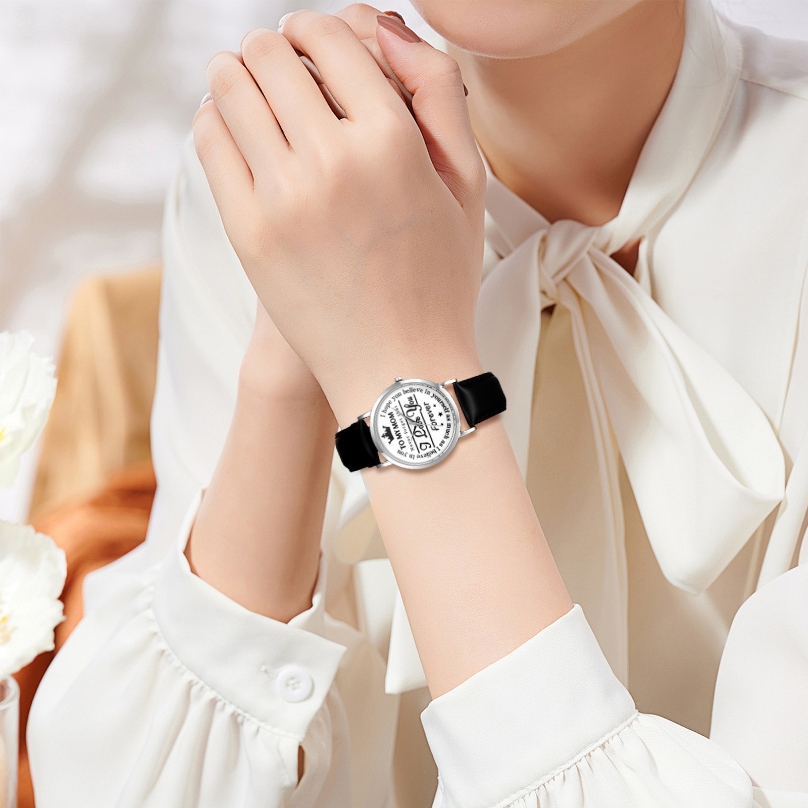 “I Love You “TO MY MOM Women’s PU Leather Quartz Wrist Watches No Numerals Dial