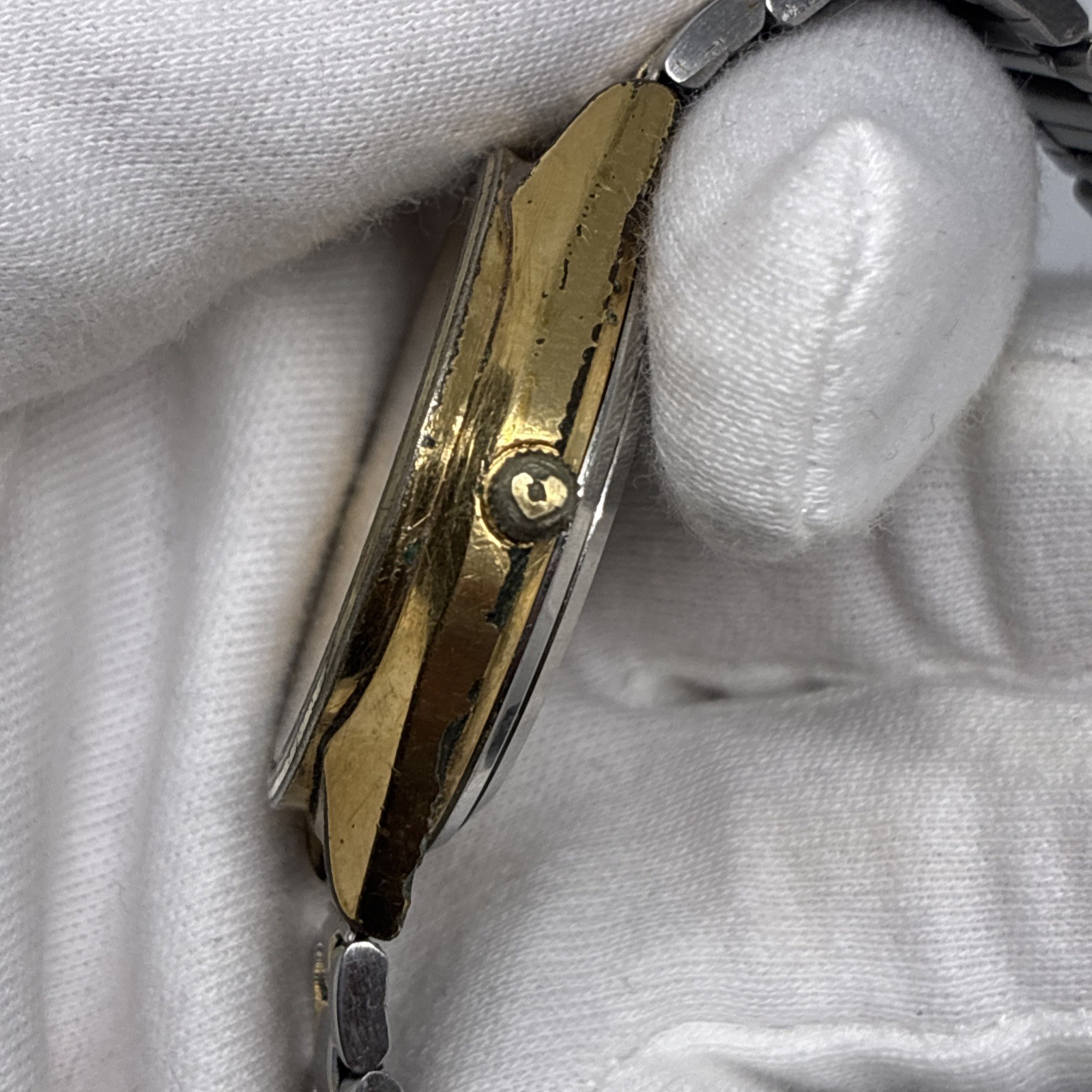 Seiko Type II Watch Men 35mm Silver Dial Gold Tone Daydate 7546-8000 Running!
