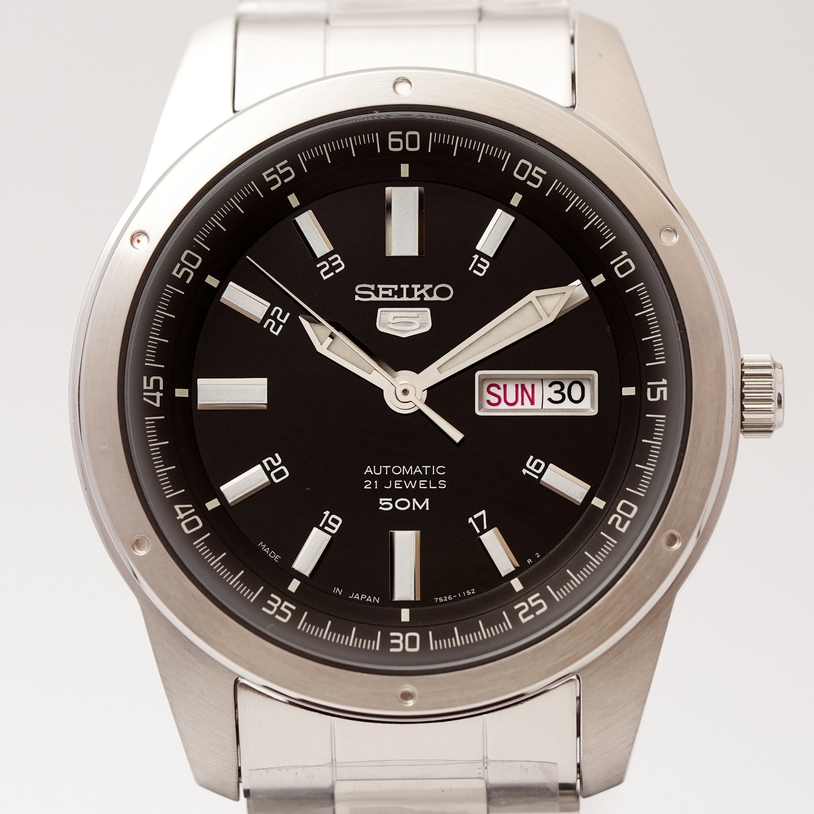 Seiko 5 Automatic 21 Jewels Japan Stainless Steel Date 42mm Men New Watch