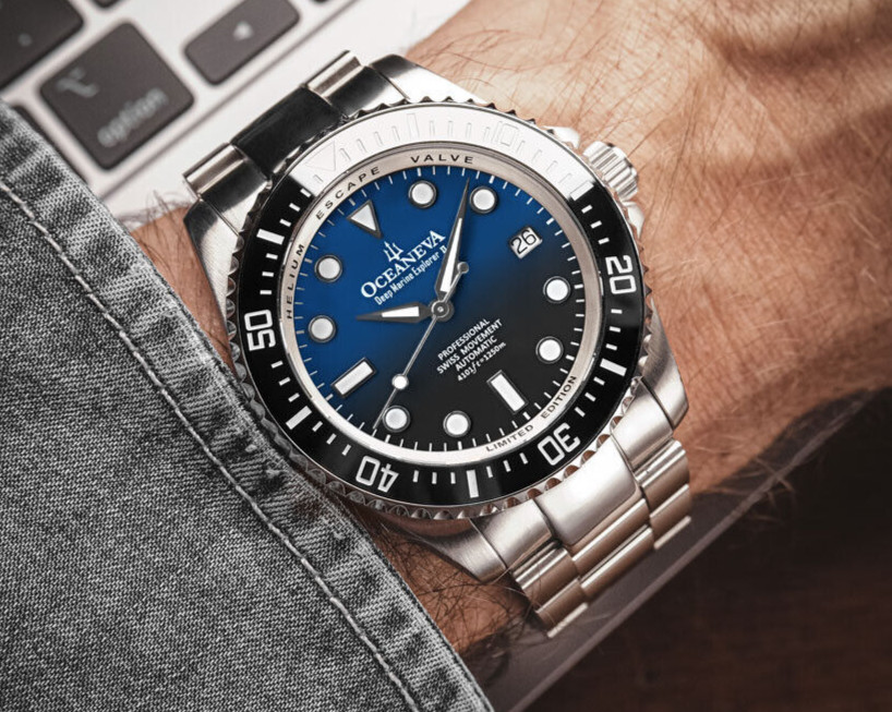 Oceaneva Men’s Deep Marine Explorer 1250M Watch Automatic Swiss Movement Brown
