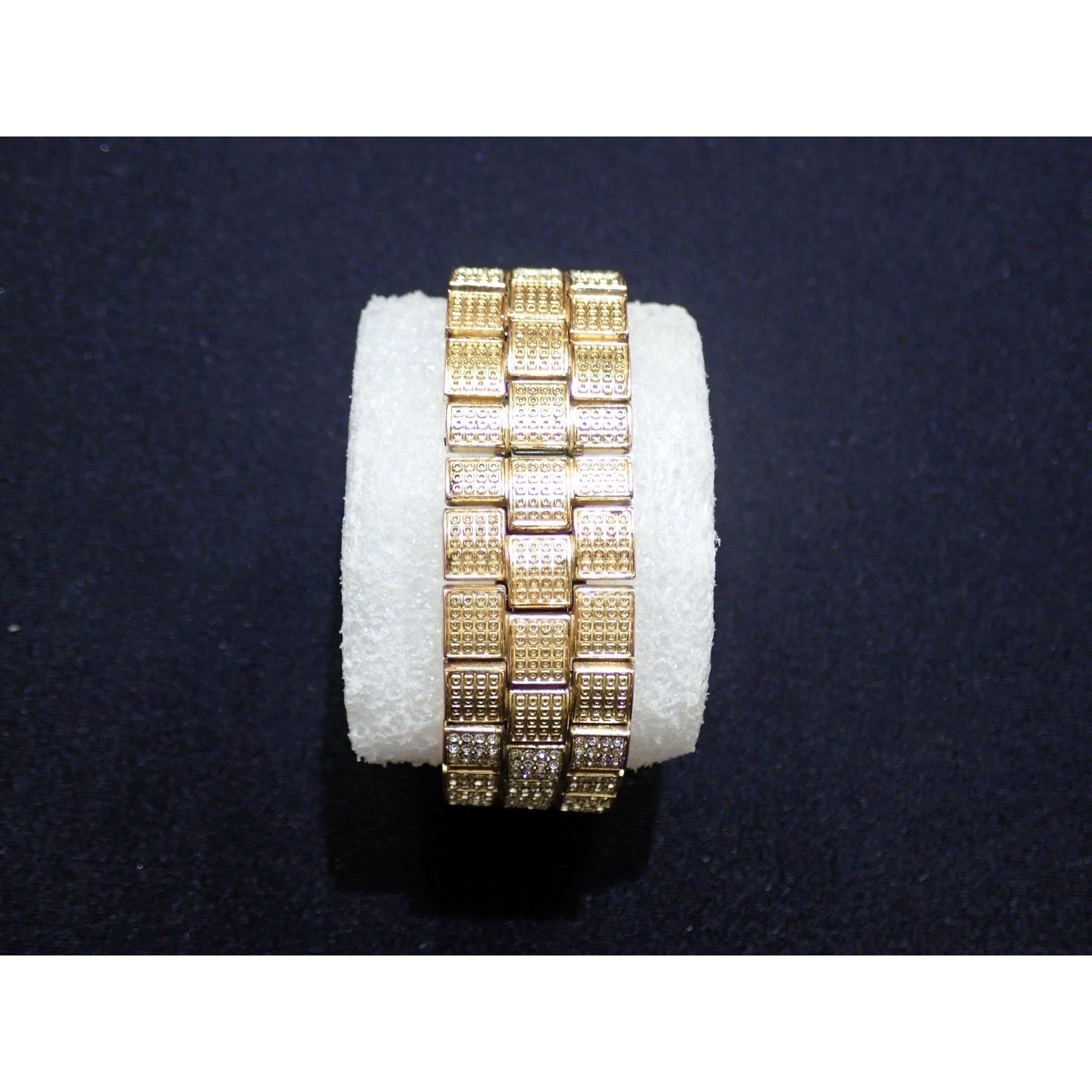 Ice Star Iced Out Gold Tone Watch Lab Diamond Crystal Accents New Battery 43mm