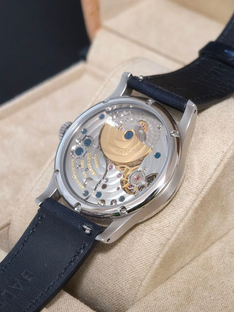BALTIC Micro Rotor Roulette Silver Automatic Watch Calf Leather Strap #005