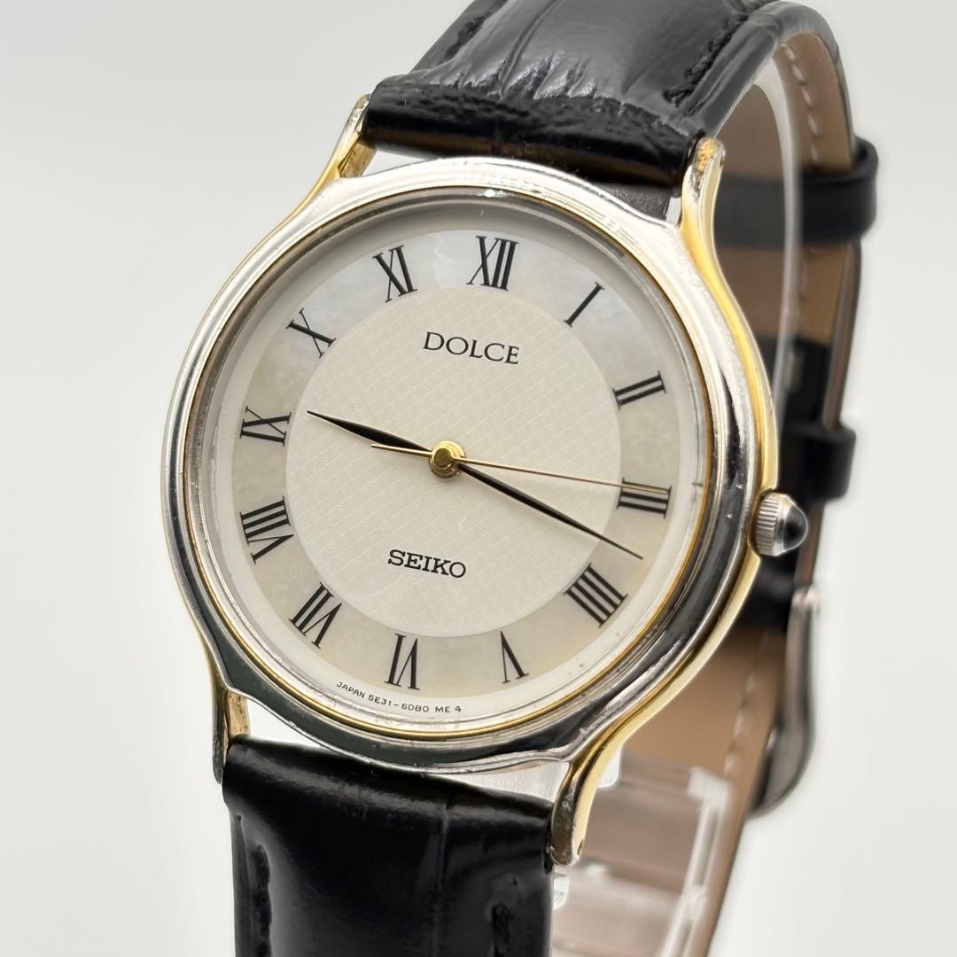 Seiko Dolce 5E31-6D60 Quartz Men’s Watch 32mm Leather Band