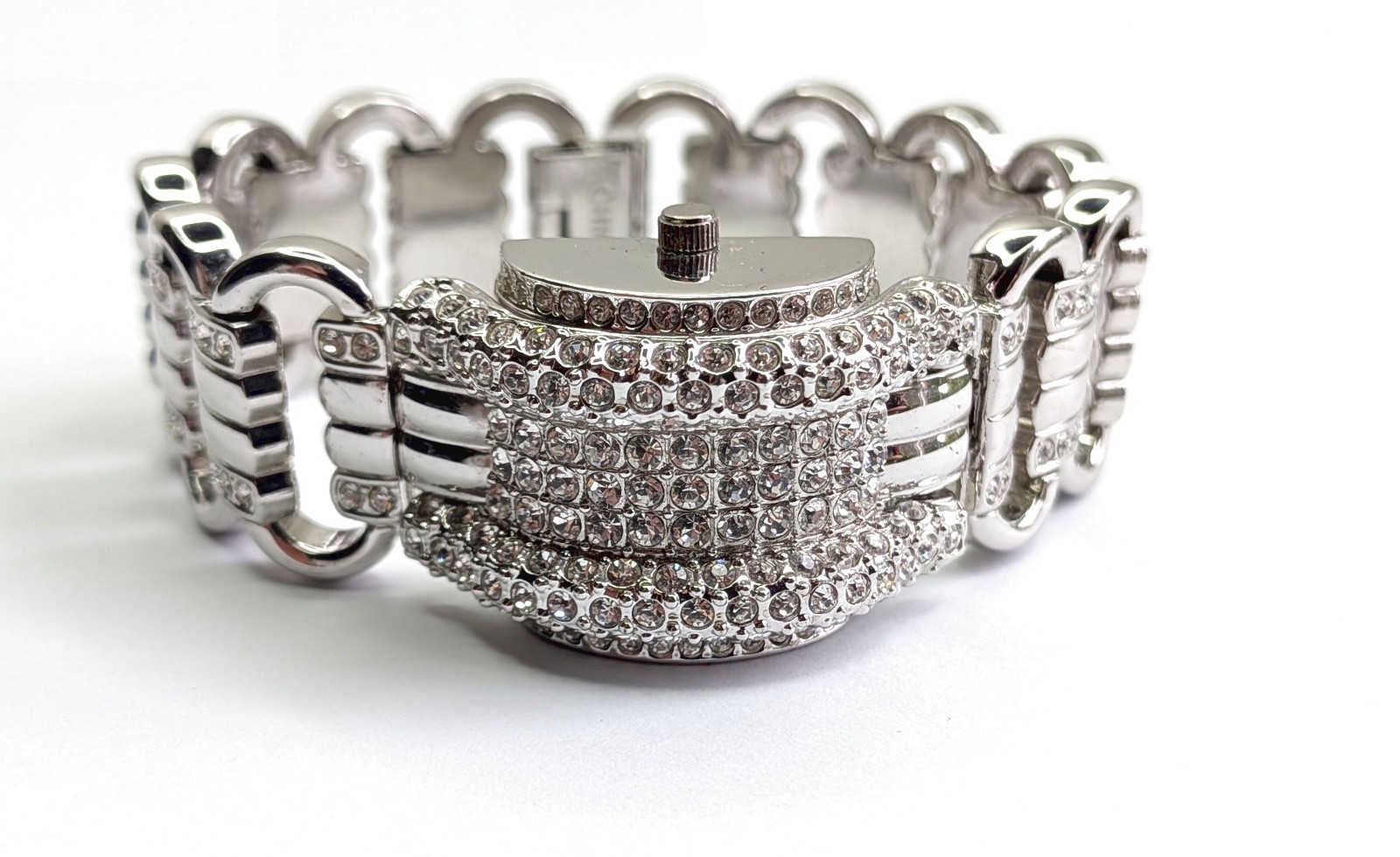 EUC Ultra Rare Croton Pave Crystals Iced Bling Montre a Secret Watch Bracelet