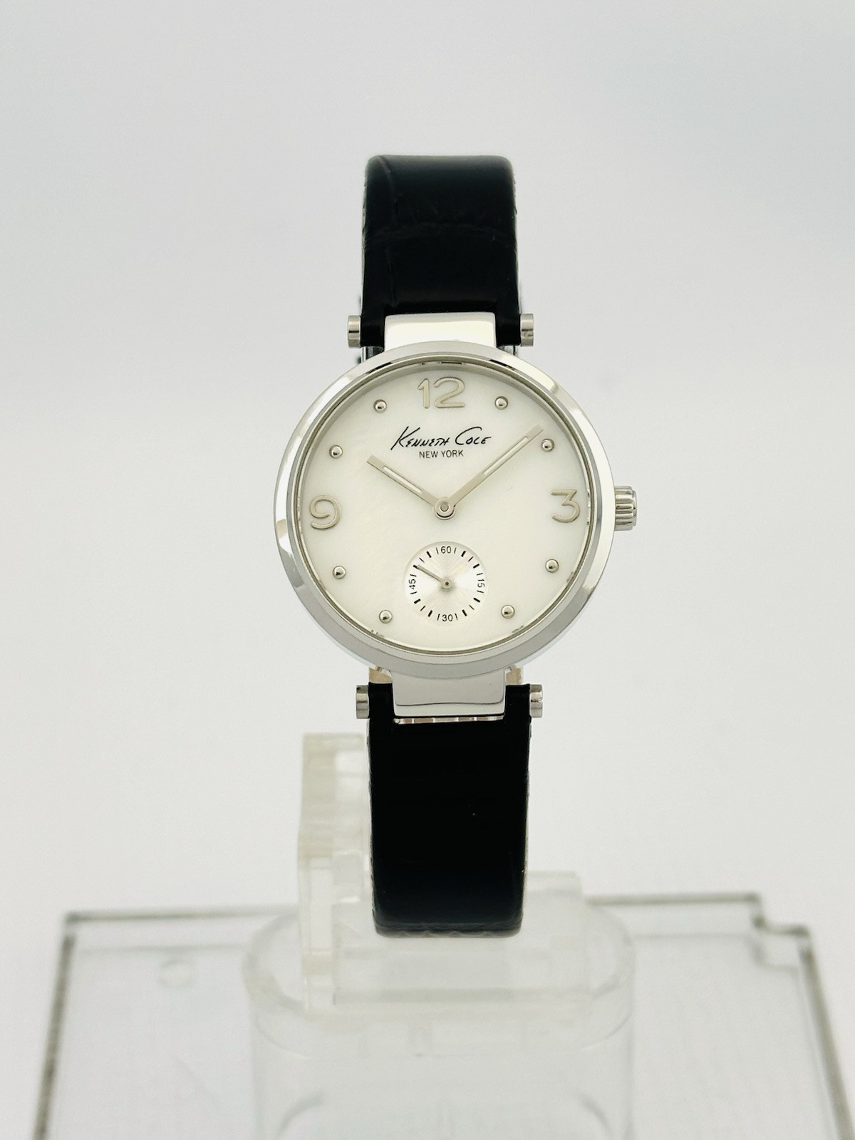 Kenneth Cole KC2568 Sleek ladies MOP Dial Stainless Steel Black Leather Watch