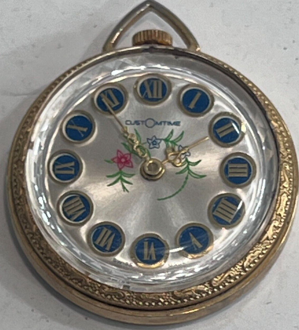 Swiss Made CustomTime Roman Numerals Pendant Pocket Watch Mechanical Runs mirror