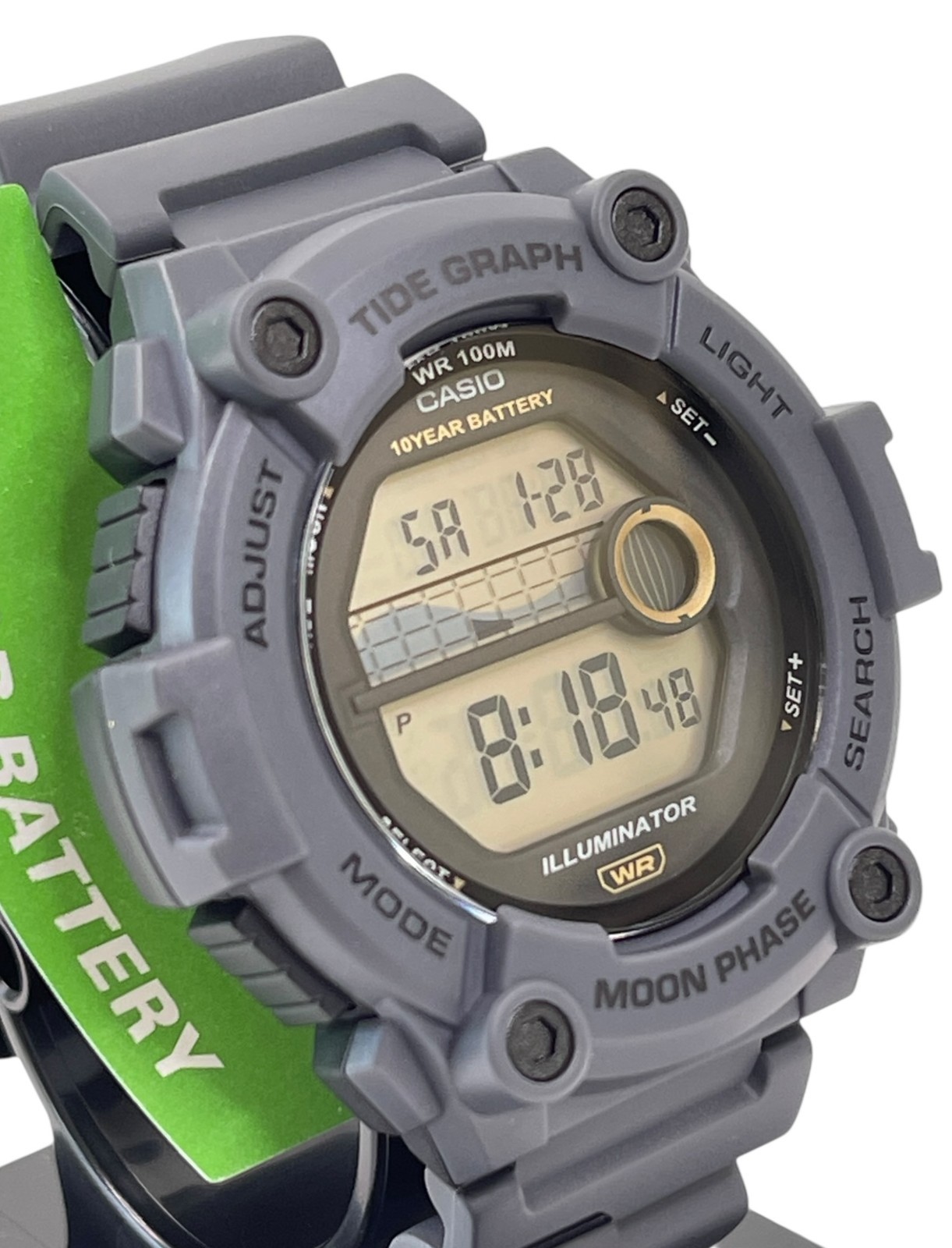 New Casio Tide Graph Moon Phase Gray Sports Water Resistant Watch WS-1300H-8AVCF